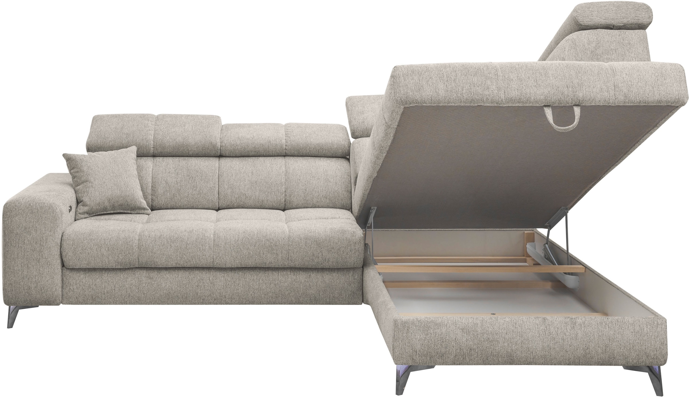 ED EXCITING DESIGN Ecksofa »Sydney L-Form«, mit Bettfunktion, Bettkasten, Kopfteilverstellung & 2 Zierkissen