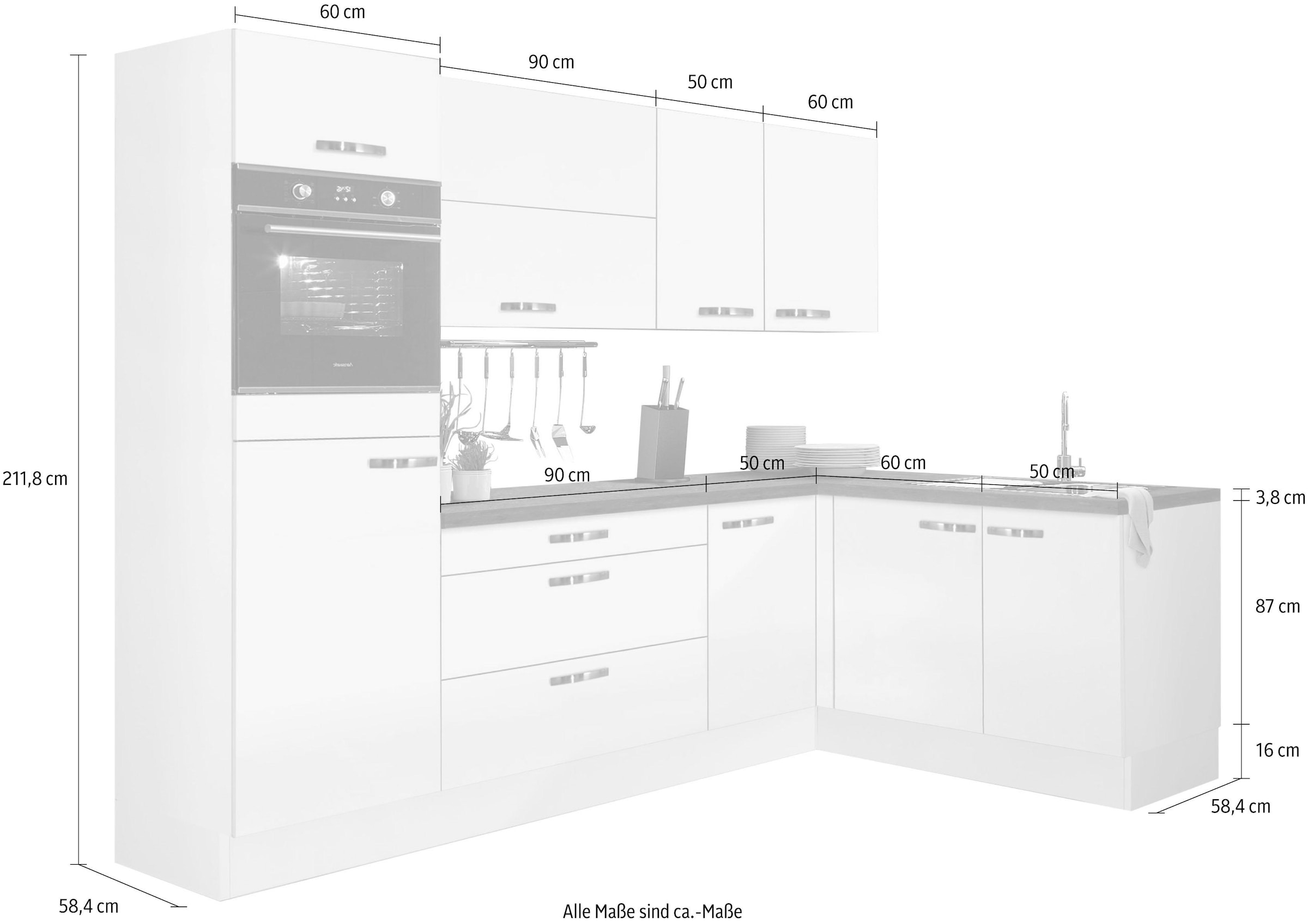 OPTIFIT Winkelküche »Cara«, mit Vollauszügen und Soft-Close-Funktion,  Stellbreite 265 x 175 cm bei OTTO