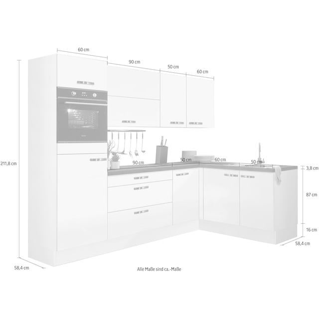 OPTIFIT Winkelküche »Cara«, mit Vollauszügen und Soft-Close-Funktion,  Stellbreite 265 x 175 cm bei OTTO