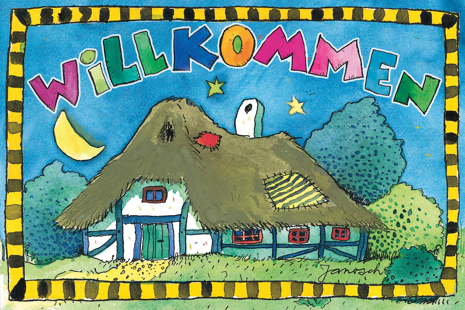 LuckyLinde Leinwandbild »Der kleine Tiger und der kleine Bär - Willkommen« Filmszene | Gebäude | Schriftzug | Sterne 1 Stk. tlg. Exklusive JANOSCH Kindermotive