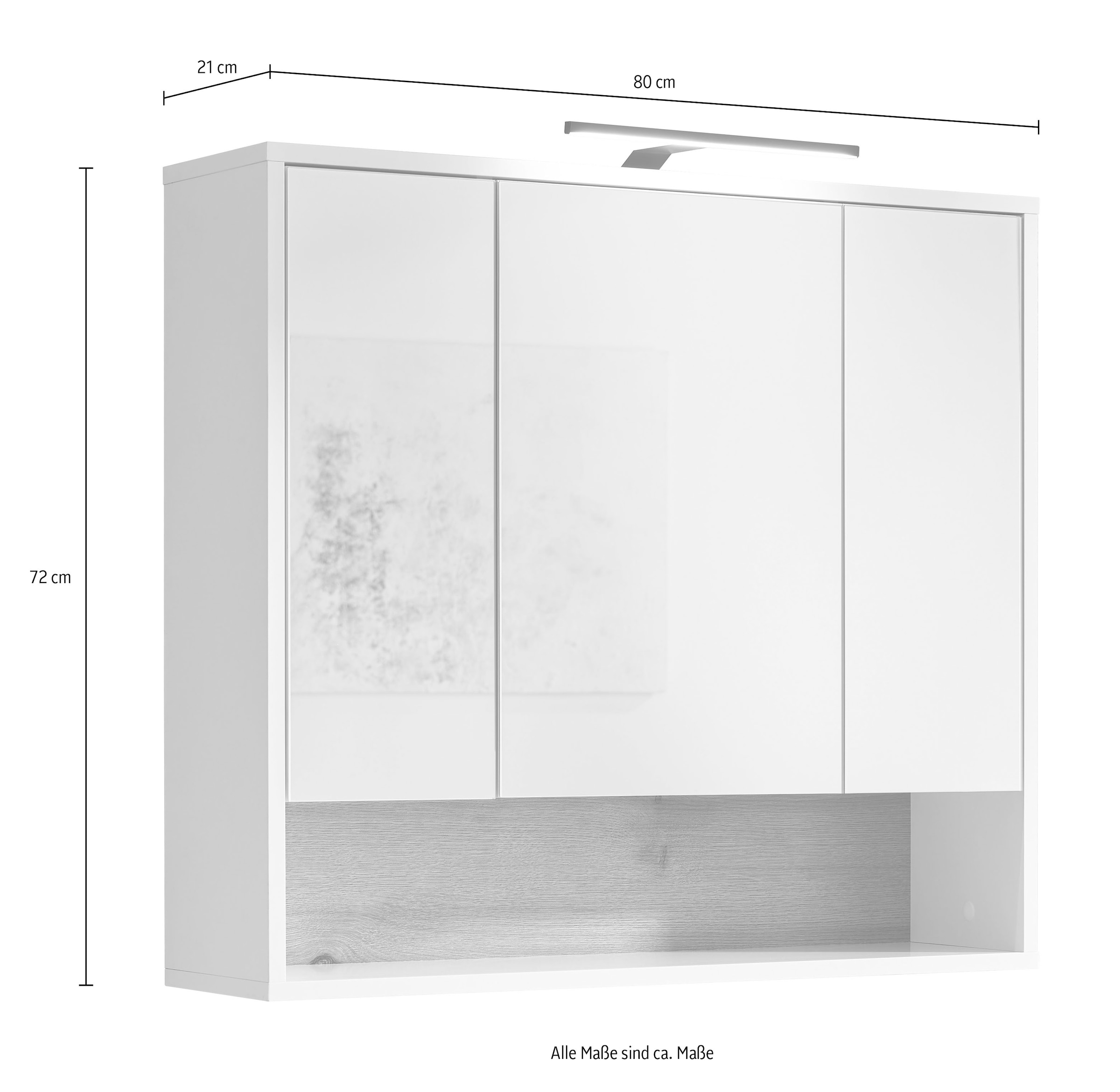 BASIC by Balculina Spiegelschrank »Liguria B/H/T 80x72x21 cm« 1 Stk. tlg. Breite 80cm, Beleuchtung, FSC-Mix 70%