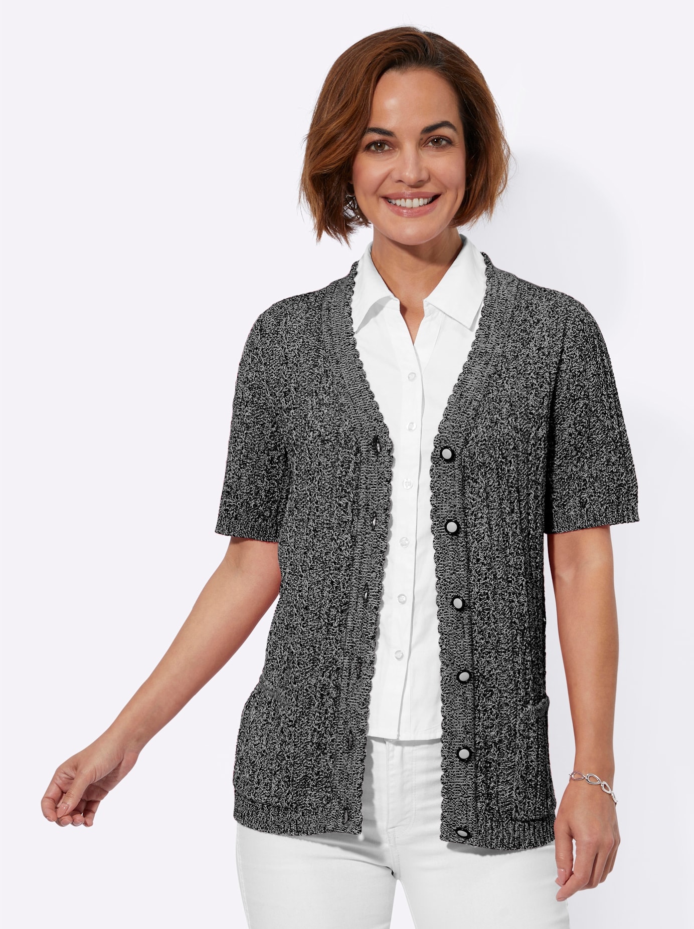 Classic Basics Ajourstrickjacke
