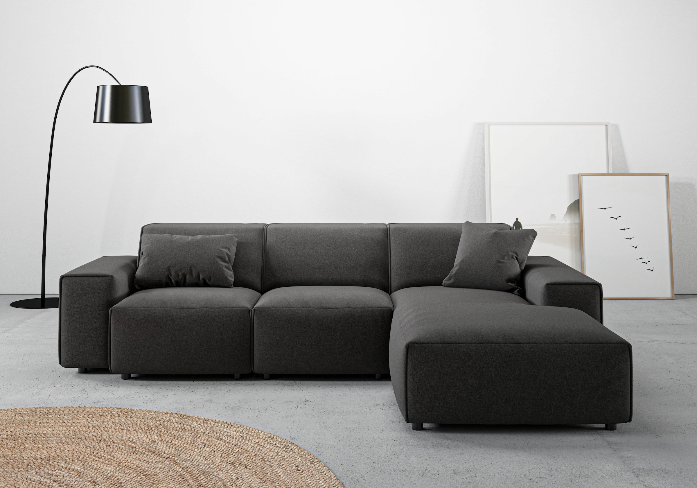 andas Ecksofa »Glimminge L-Form auch in Breitcord, Feincord + Easy care-Bezug,«, Breite 264, Zierkissen