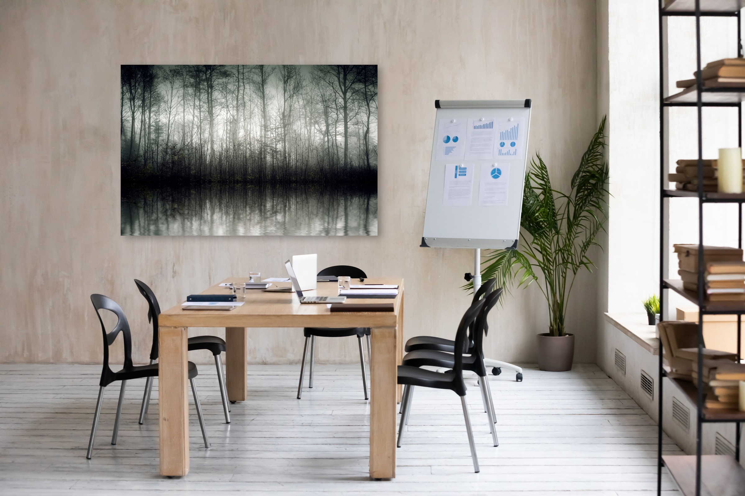 queence Leinwandbild »Der Nebel«, Bäume-Baumbilder-Kunst, (1 St.), Akustikbild mit sehr guten Schallabsorptions-Eigenschaften