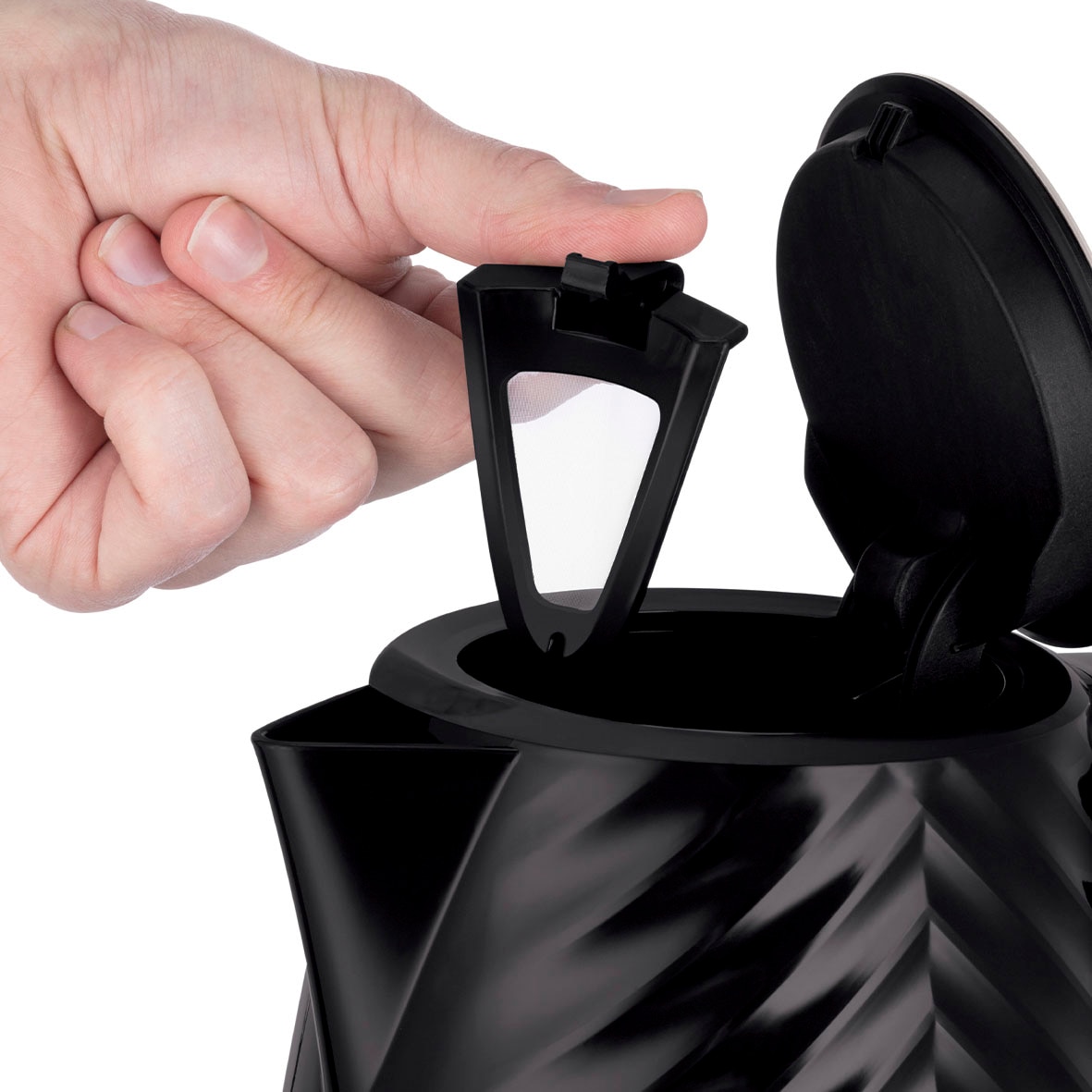 RUSSELL HOBBS Wasserkocher »Groove Black 26380-70«, 1,7 l, 2400 W, Edelstahl, Schnellkochfunktion, Perfect-pour-Ausgustülle, Kalkfilter