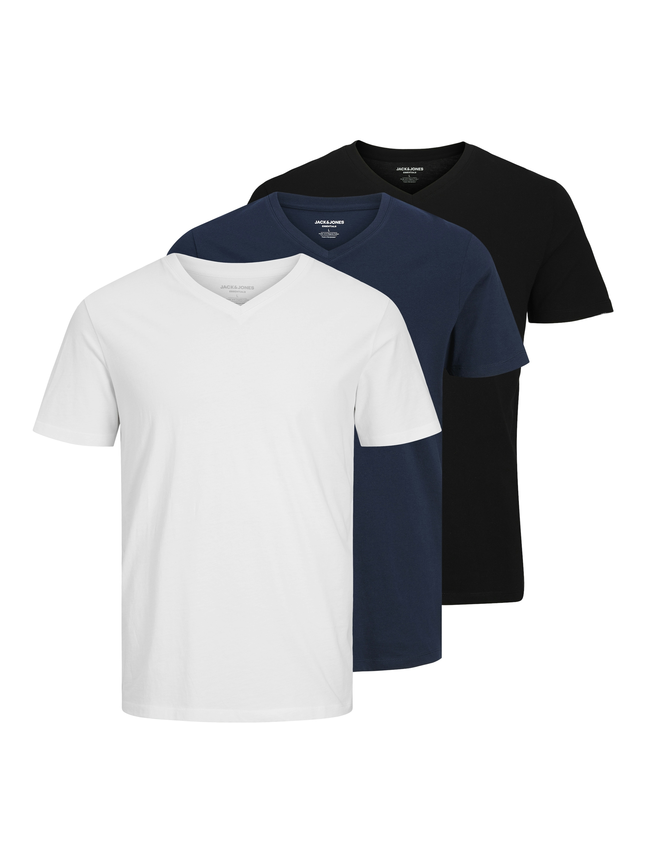Jack & Jones V-Shirt »JJEORGANIC BASIC TEE SS V-NECK 3PK MP« Packung, 3 tlg.
