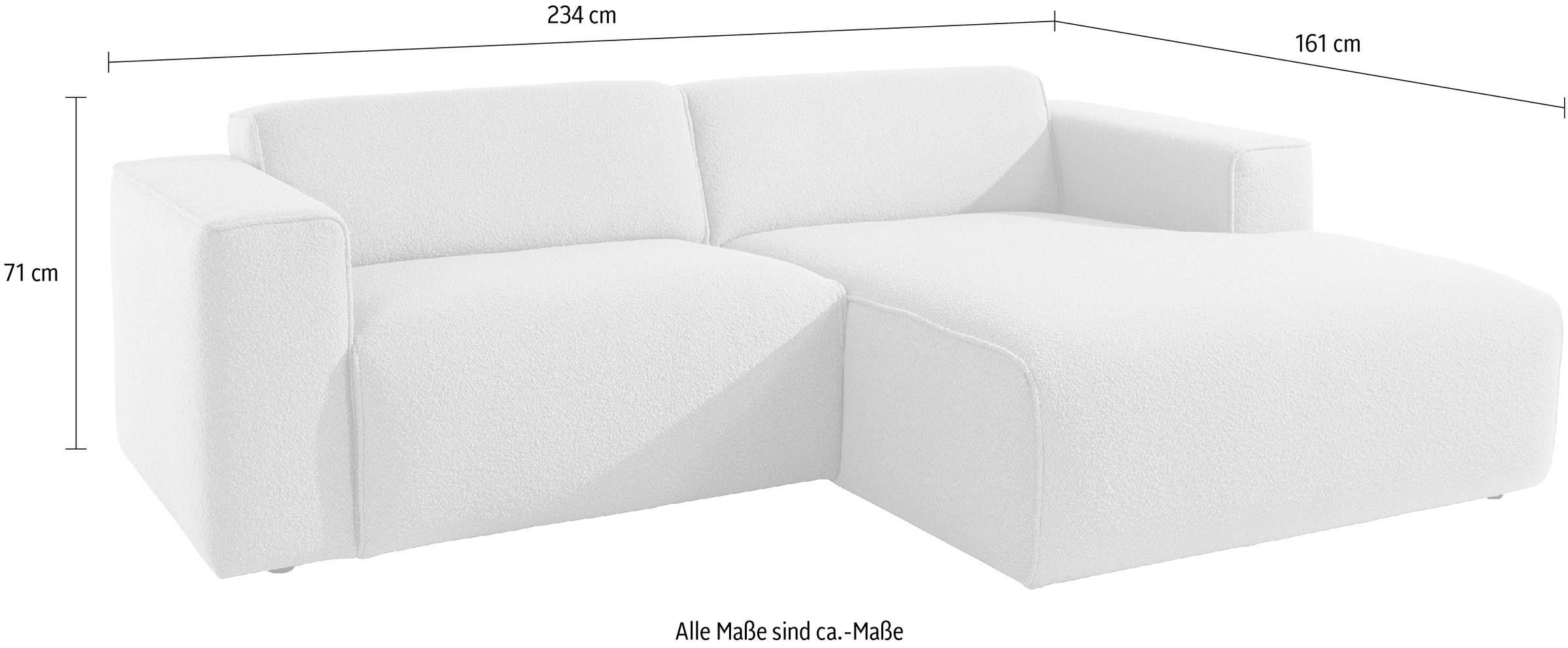 andas Ecksofa »Noord, 234 cm,«, mit Kedernaht, Cord, Luxus-Microfaser, Struktur, Struktur grob