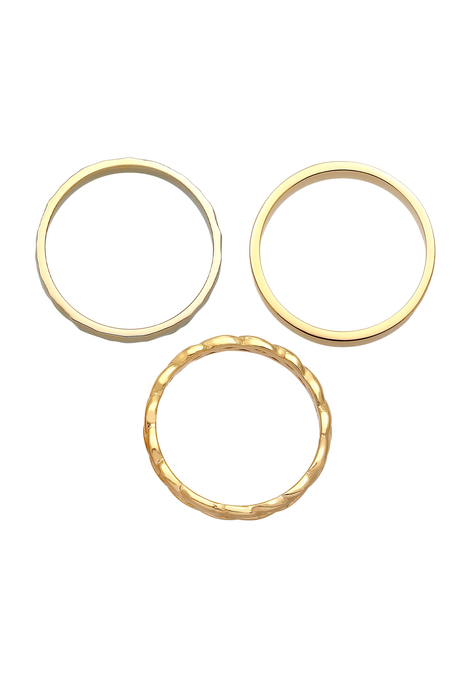 Elli Ring-Set »Ring Bandring Zopfmuster Hammerschlag 3er Set 925 Silber«