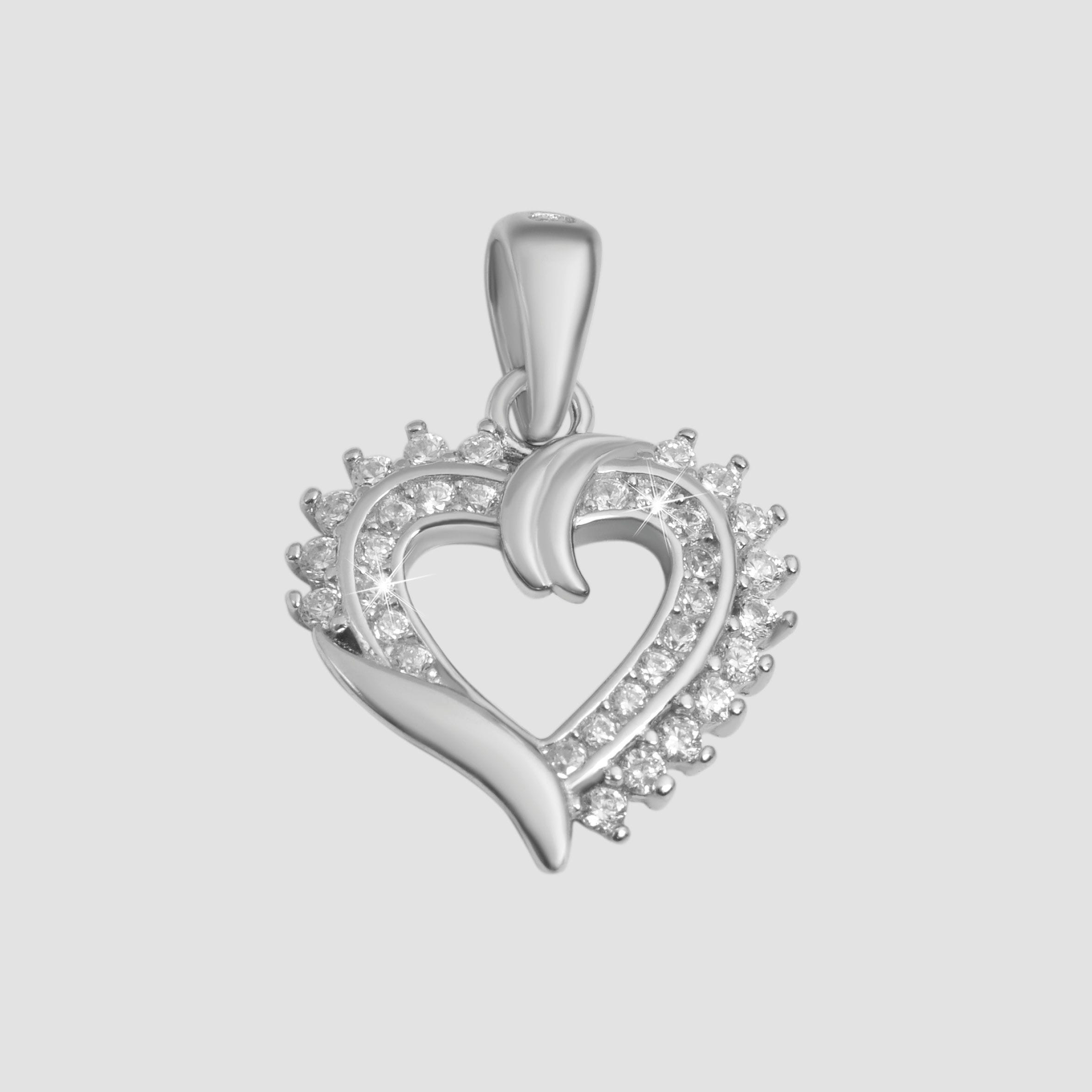 Adelia´s Herzanhänger »Damen Anhänger ¿ Herz Herzanhänger aus 925 Silber mit Zirkonia«