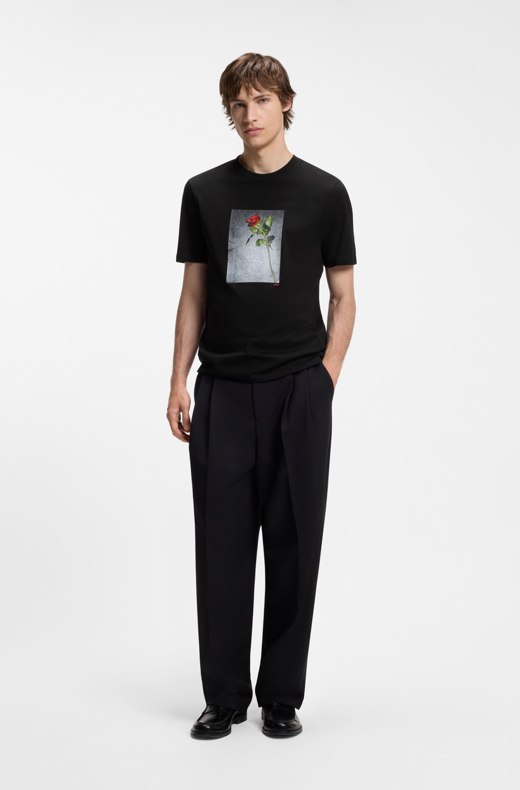 HUGO T-Shirt »Durose« Fotodruck, reine Baumwolle, Regular Fit