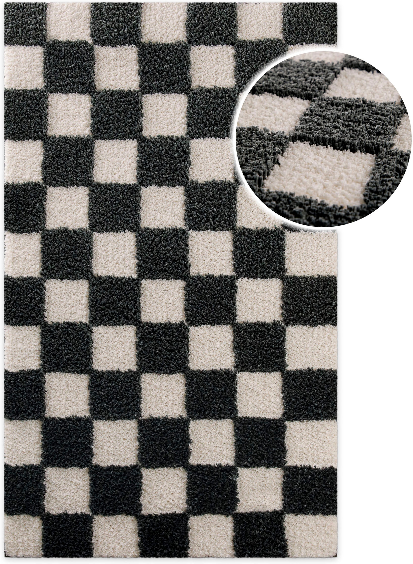 Wecon home Badematte »Bobbi« Höhe 25 mm rutschhemmend beschichtet schnell trocknend Badteppich, Schachbrett-Design, weich, rutschhemmend, waschbar