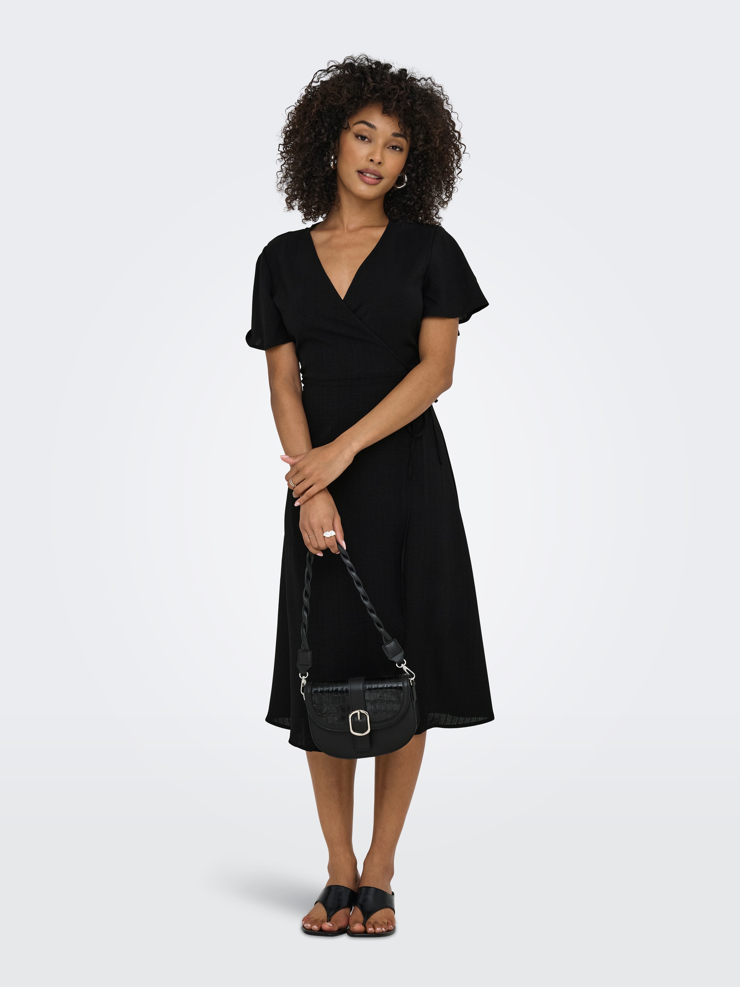 ONLY Wickelkleid »ONLCALI LIFE S/S WRAP DRESS WVN NOOS« Kunstfaser, regular fit, V-Ausschnitt