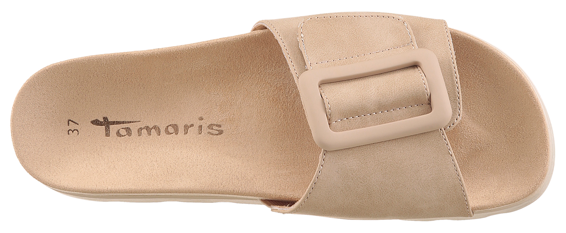 Tamaris Pantolette, Plateau, Sommerschuh mit großer Zierschnalle