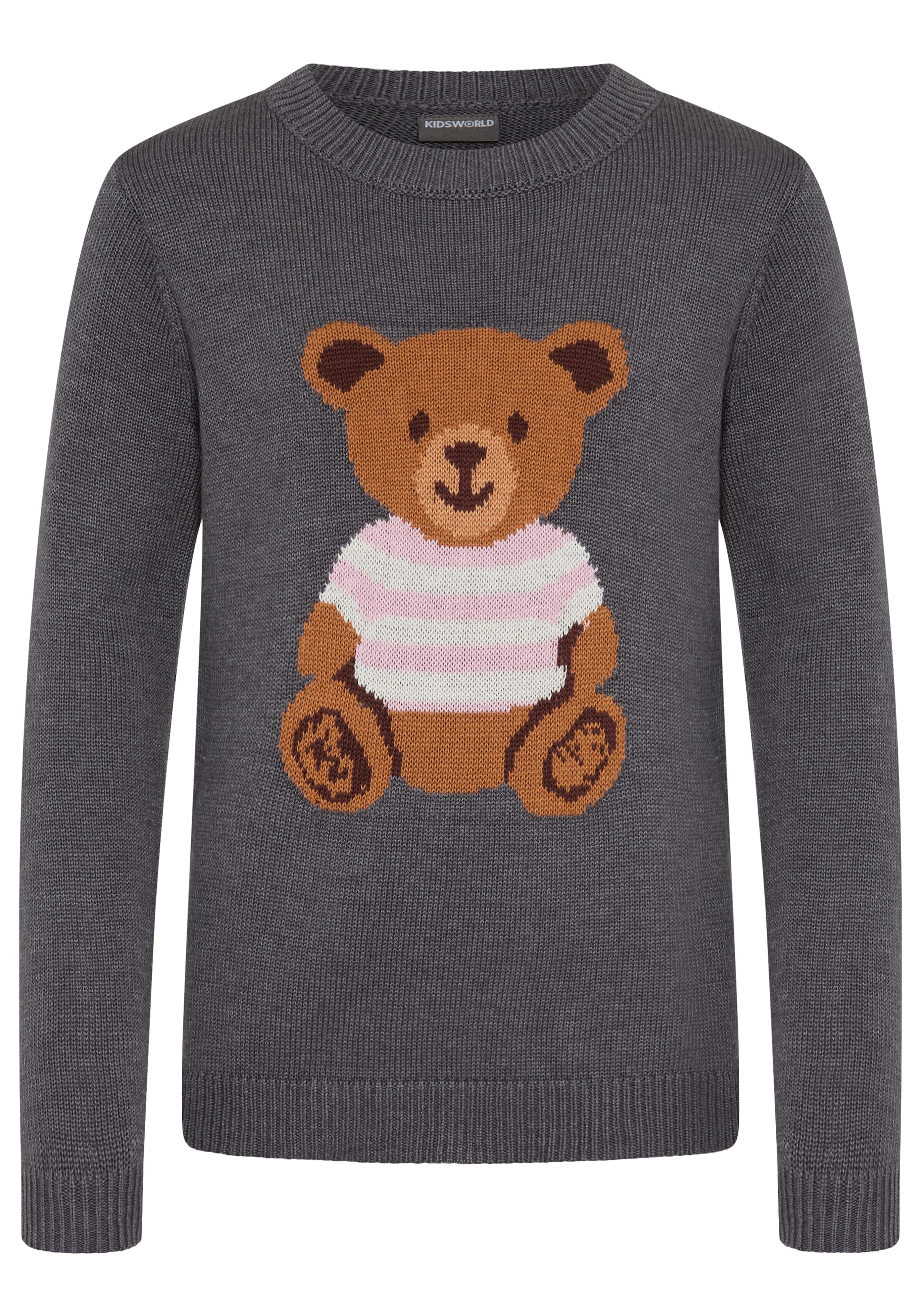 KIDSWORLD Strickpullover »Pullover mit Bär-Design« aufwendiger Jaccquardpulli aus Baumwolle, hüftlange Passform