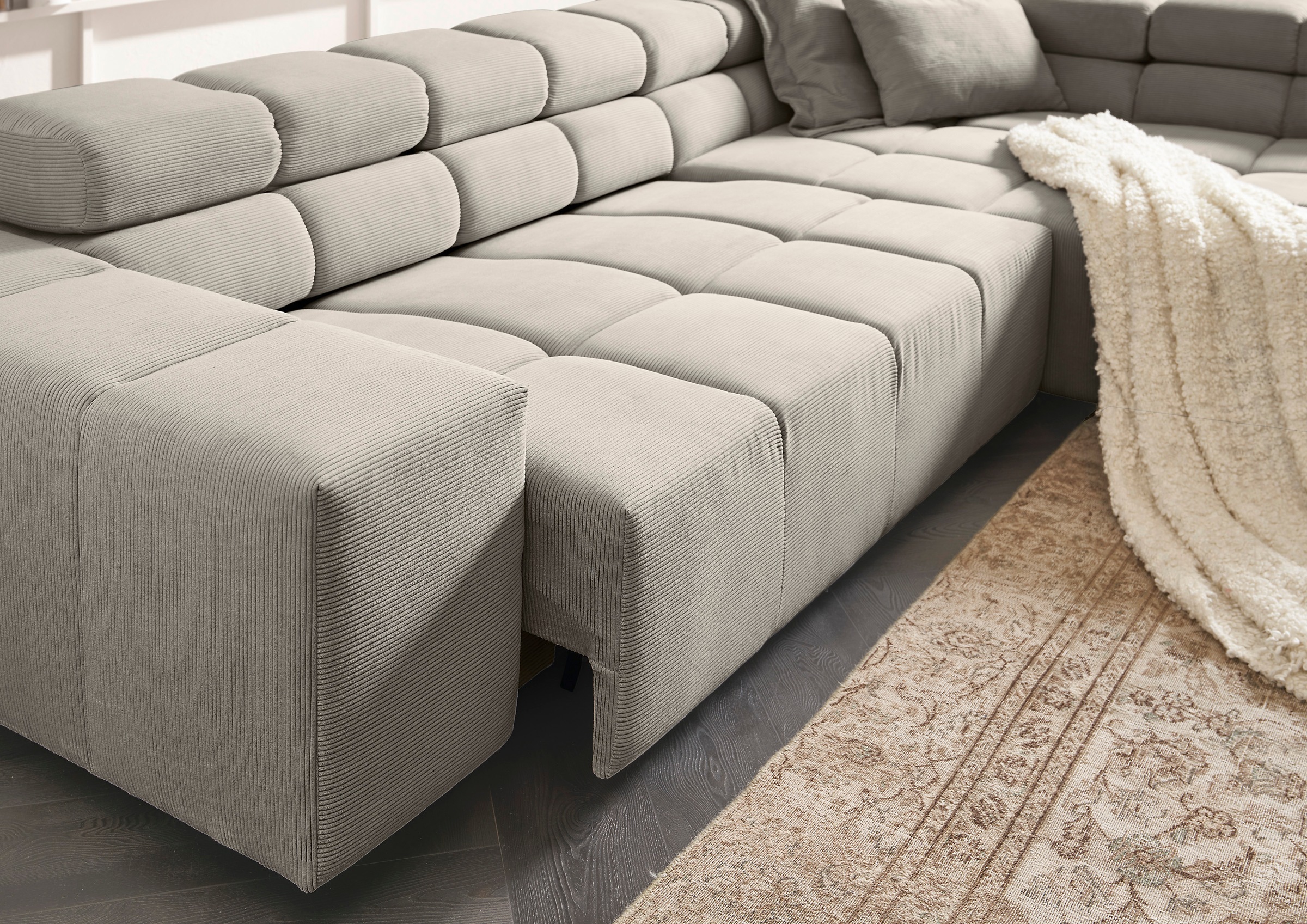 INOSIGN Ecksofa »Ancona incl. Kopfteilverstellung, Breite 319cm, L-Form«, wahlweise motorische Sitztiefenverstellung, auch in Cord + Easy Care