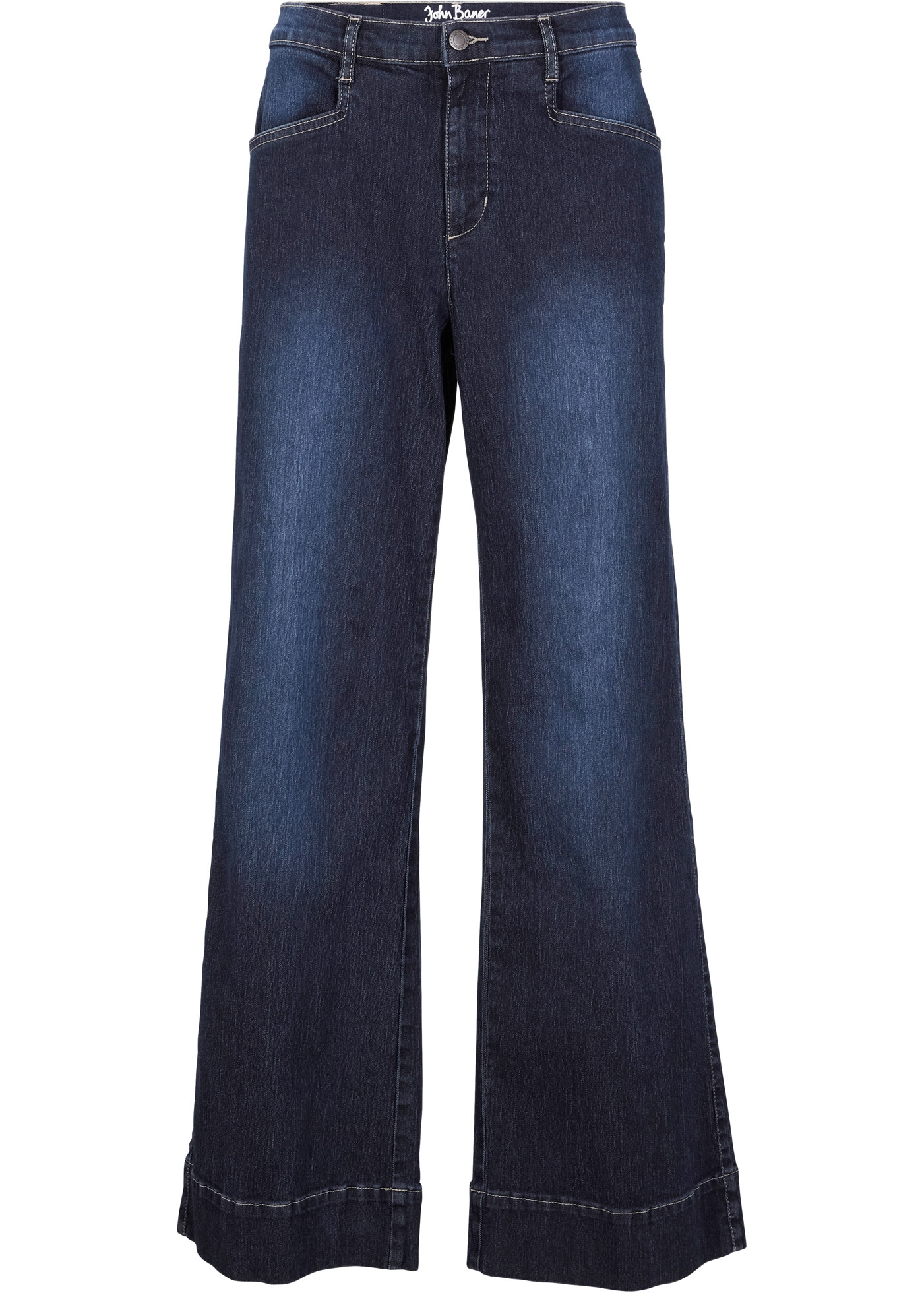 bonprix Weite Jeans »Wide Leg Jeans Mid Waist, Stretch« 2 Stk. im Five-Pocket Style und mit leicht ausgestelltem Bein