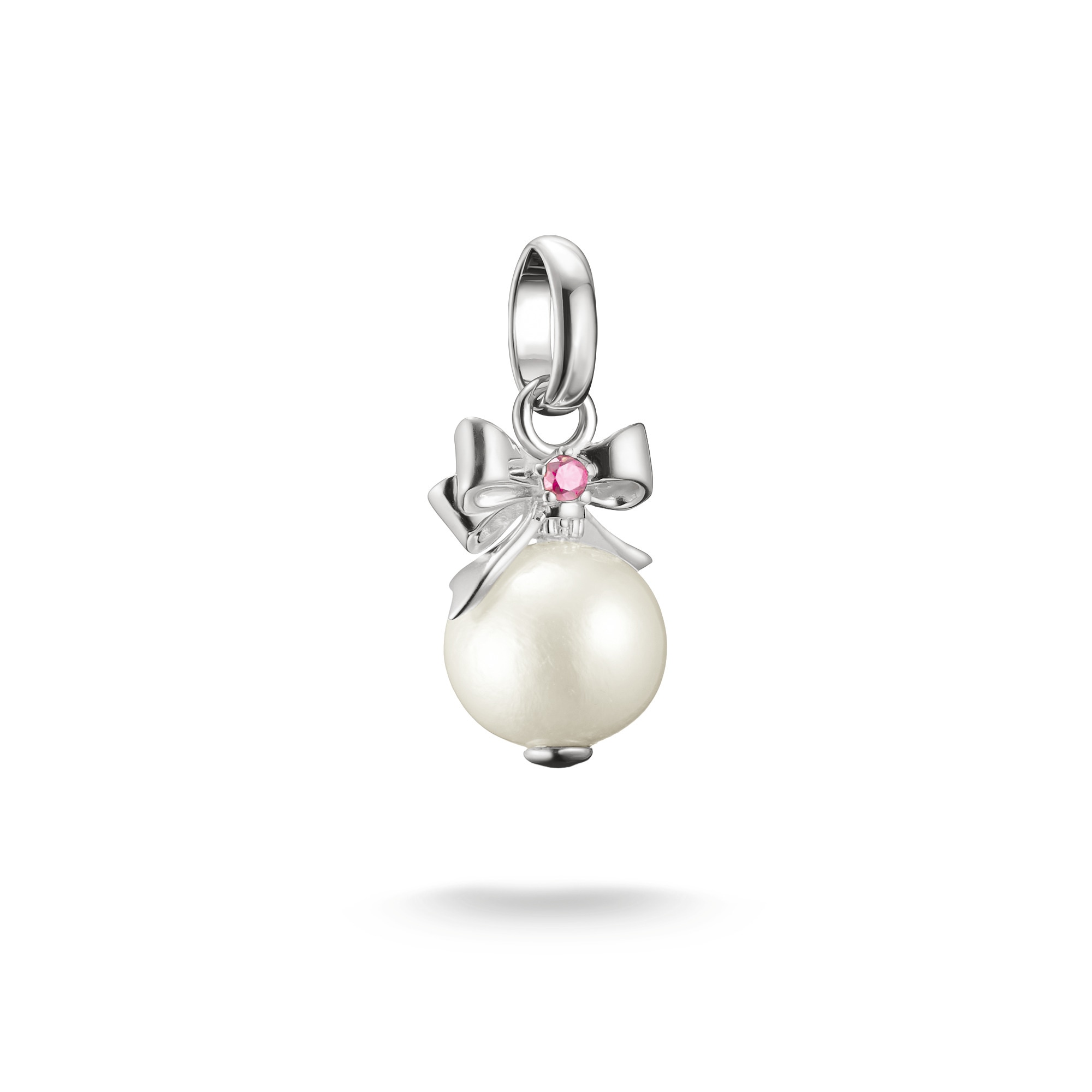 THOMAS SABO Charm-Einhänger »Charm Perle mit Schleife - Connect« mit Zirkonia (synth.) oder Rubin (synth.) - mit Süßwasserzuchtperle