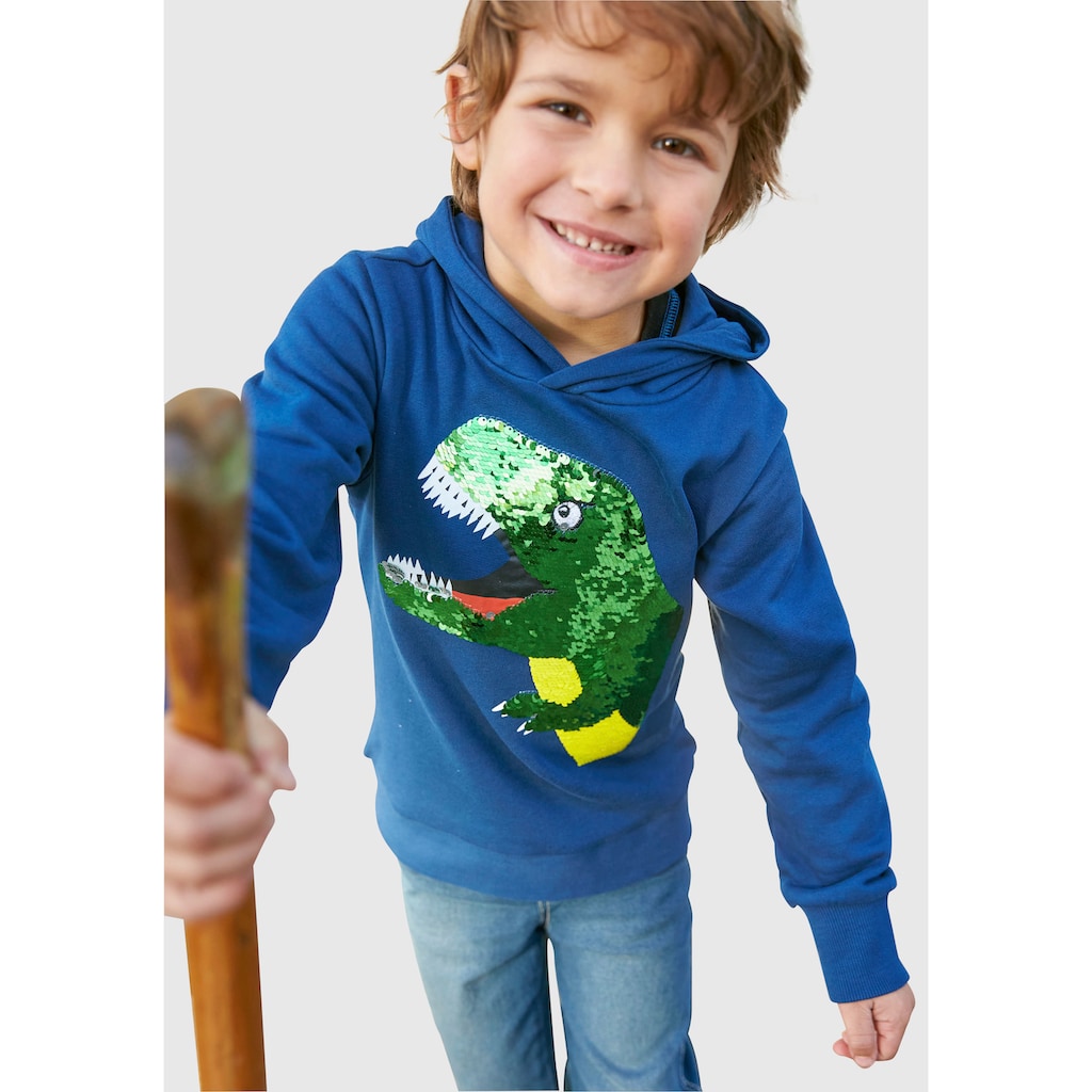 KIDSWORLD Kapuzensweatshirt »mit tollem Dino aus Wendepailletten«