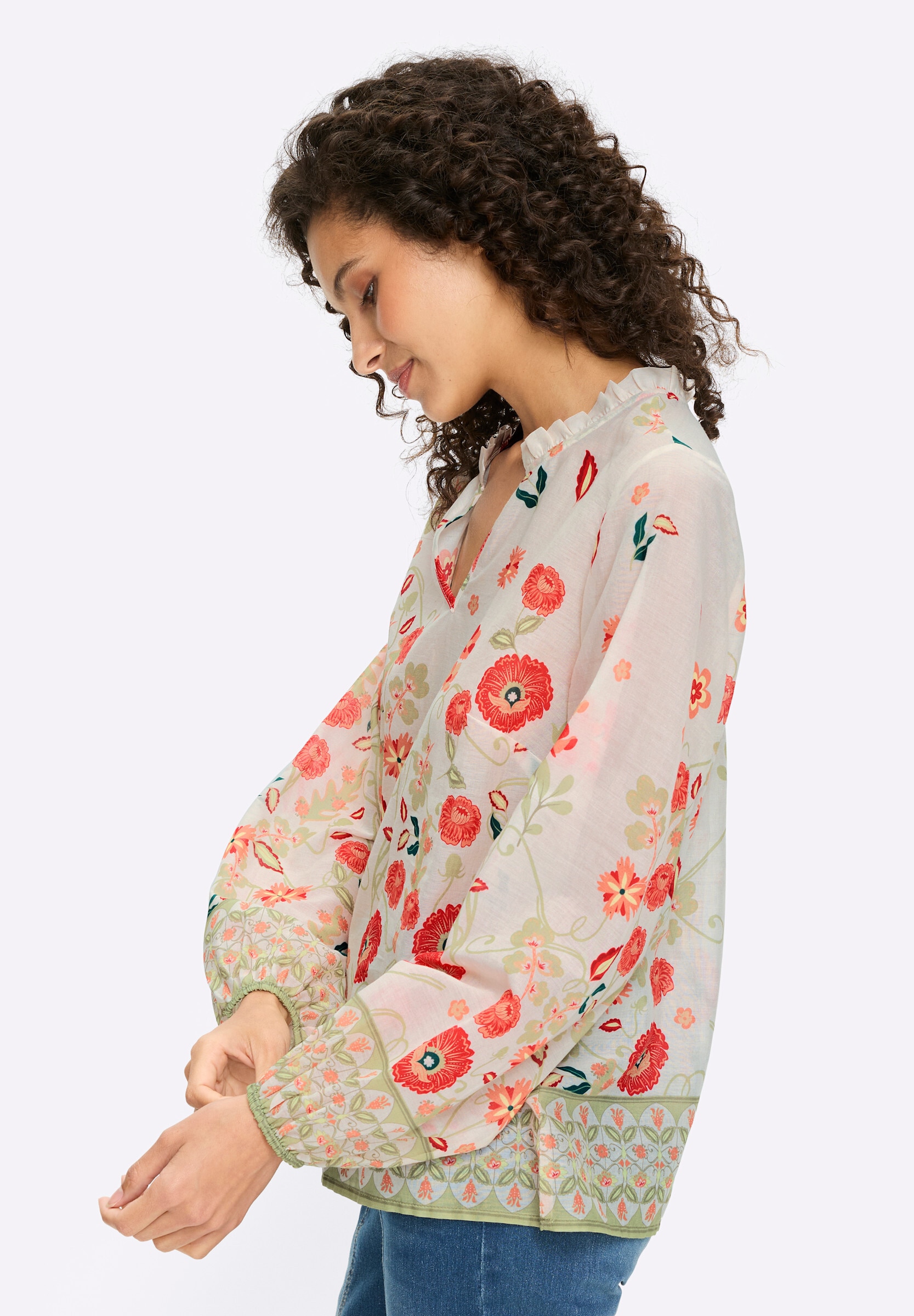 heine Rüschenbluse »Druckbluse Druckbluse mit Ballonärmeln«