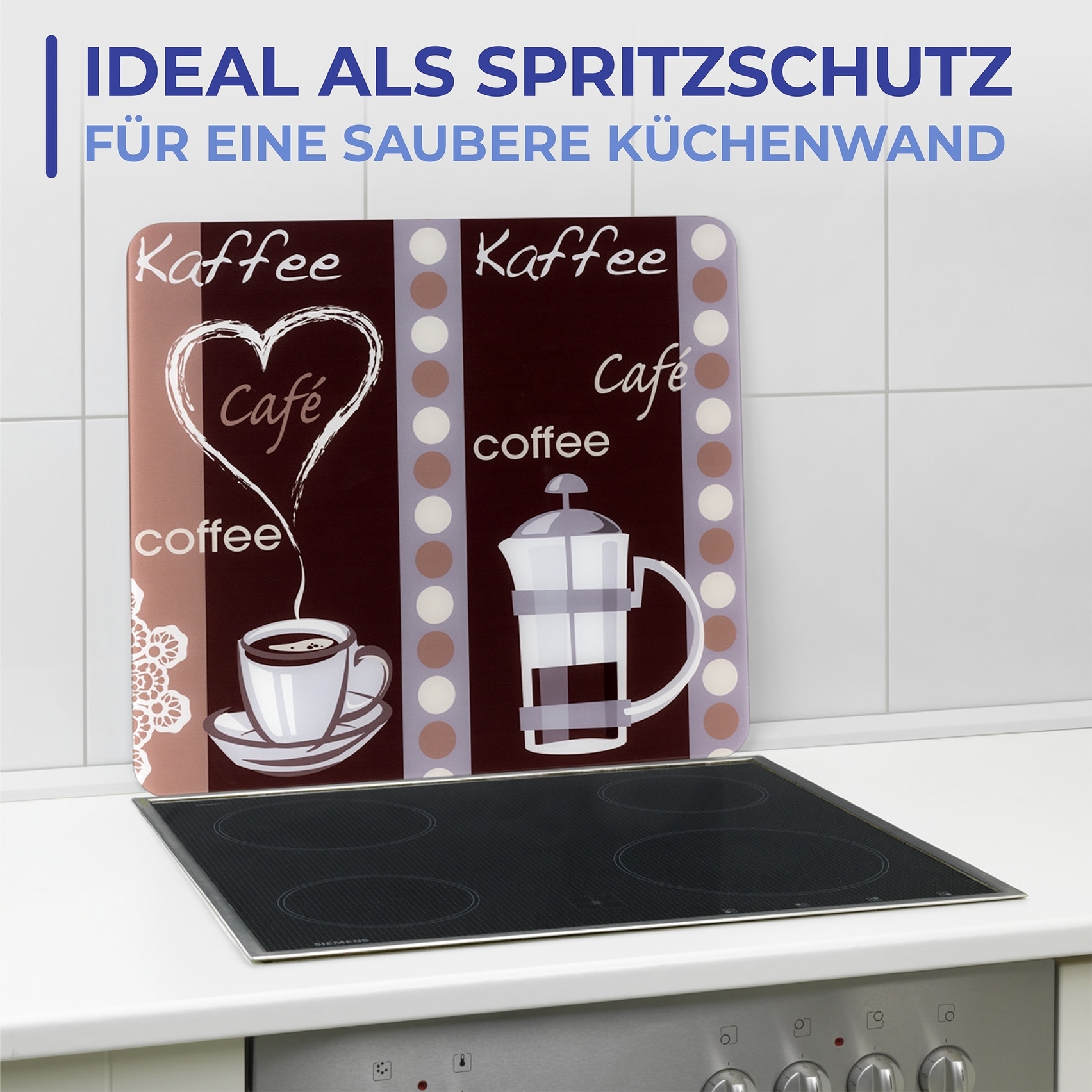Maximex Schneide- und Abdeckplatte »Modell Kaffeeduft« Spritzschutz, Herdblende, Schneidbrett, für Glaskeramik-Kochfelder