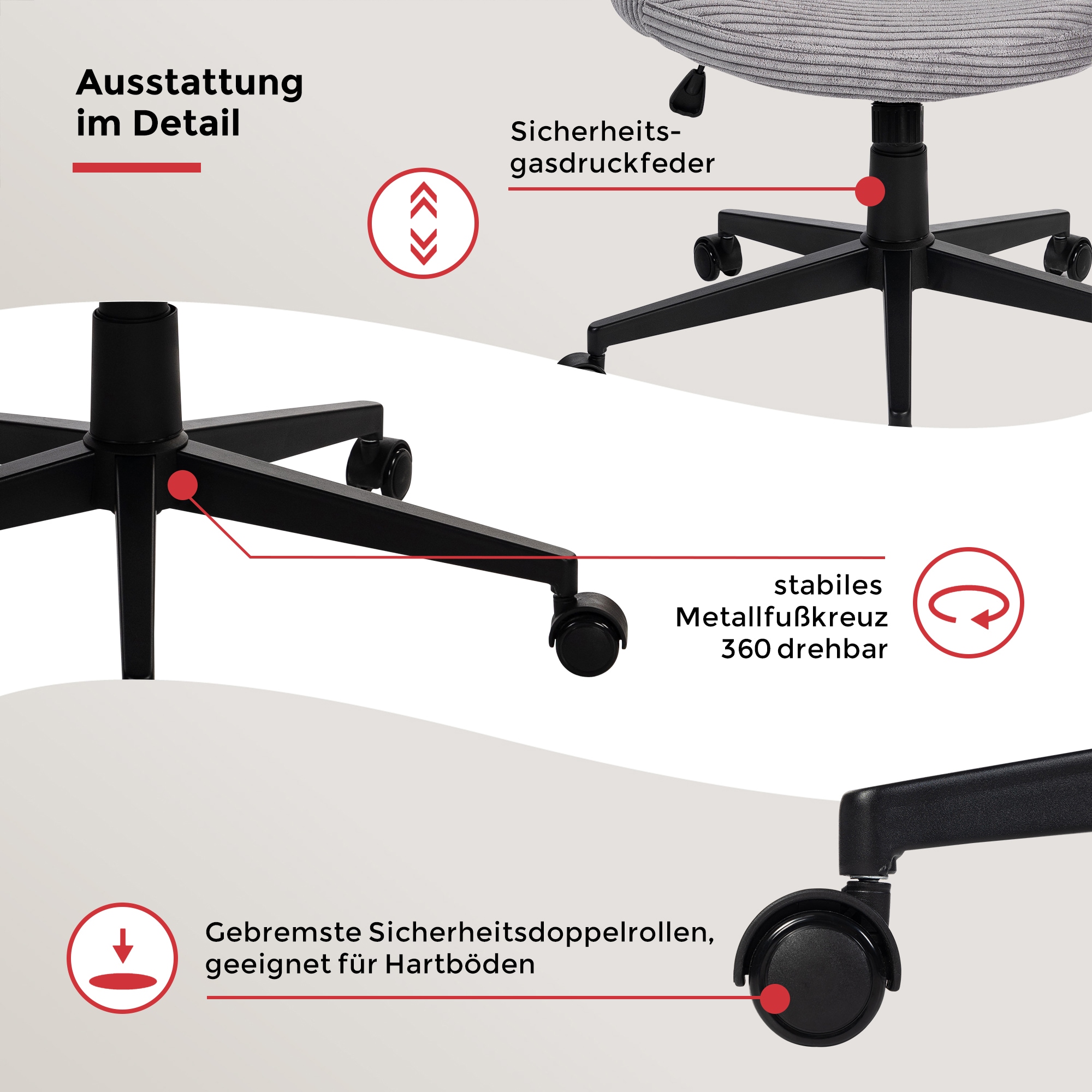 Duo Collection Drehstuhl »Tilo« () 1 Stk.Sitzhöhenverstellung, Wippmechanik, Sicherheitsdoppelrollen
