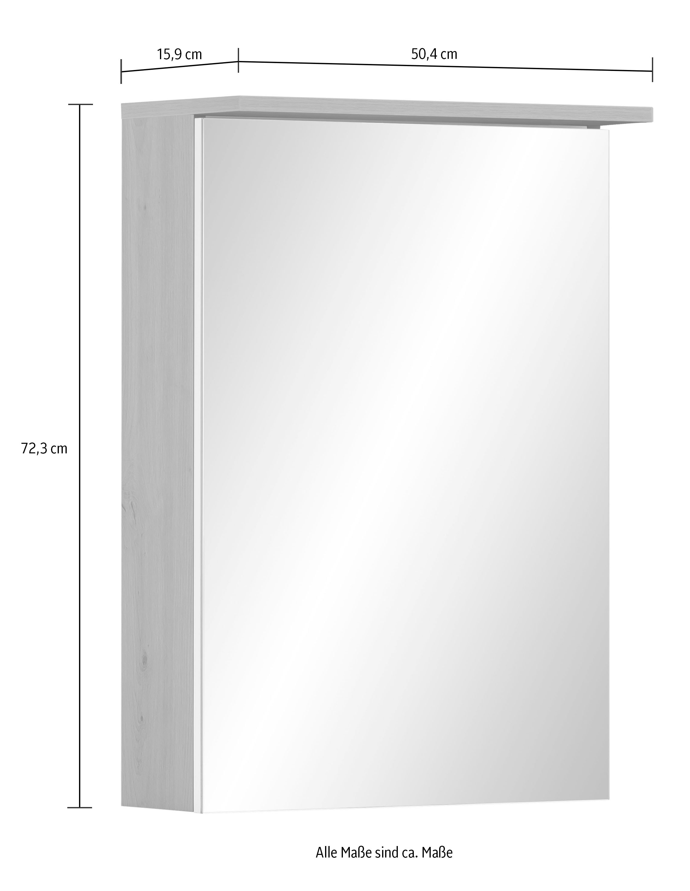 Schildmeyer Badezimmerspiegelschrank »Jesper Breite 50,4 cm«, Mit  LED-Beleuchtung und Schalterbox,höhenverstellbare Glaseinlegeböden im OTTO  Online Shop