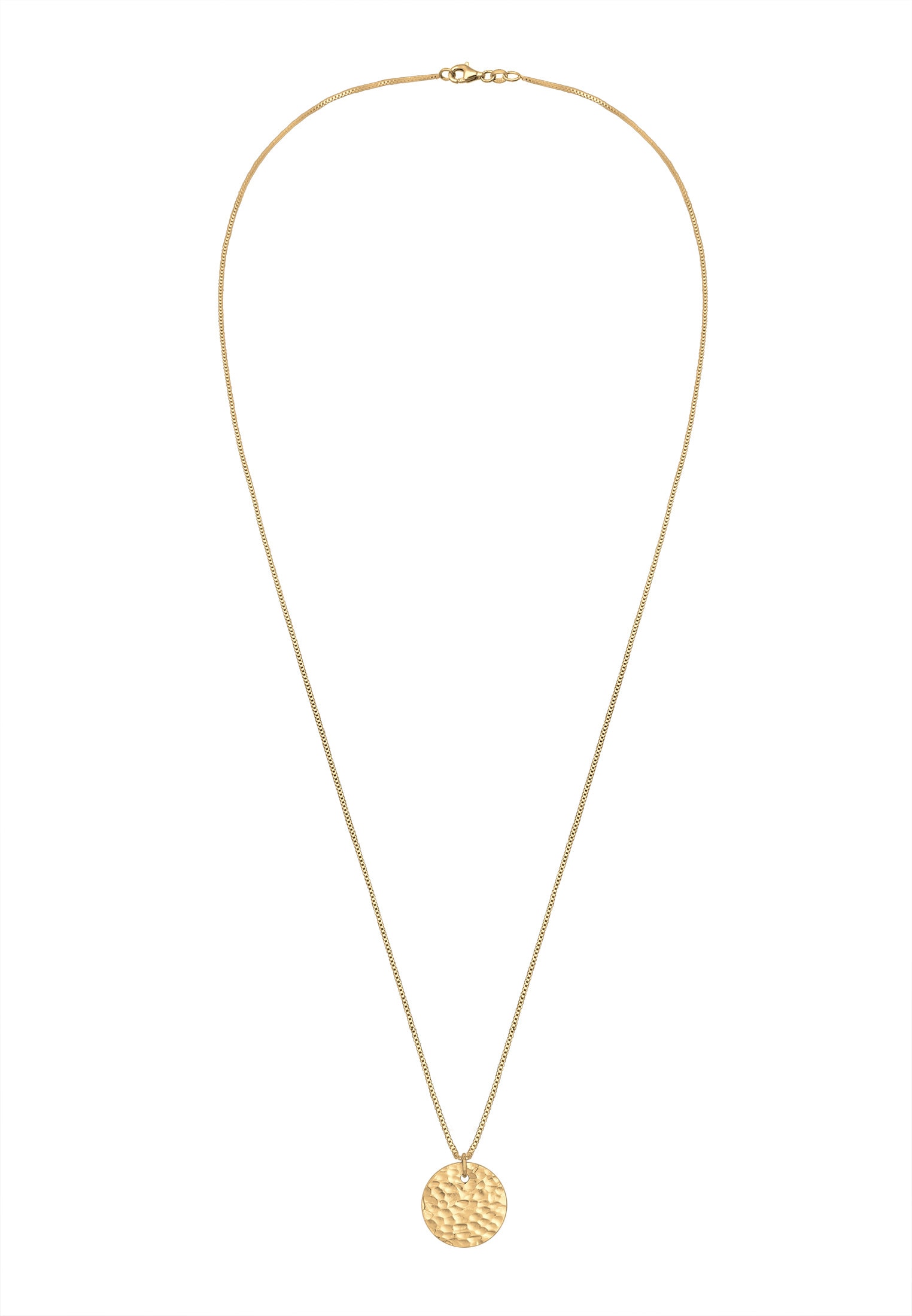 Elli Lange Kette »Halskette Plättchen Kreis Rund Gehämmert 925 Silber«