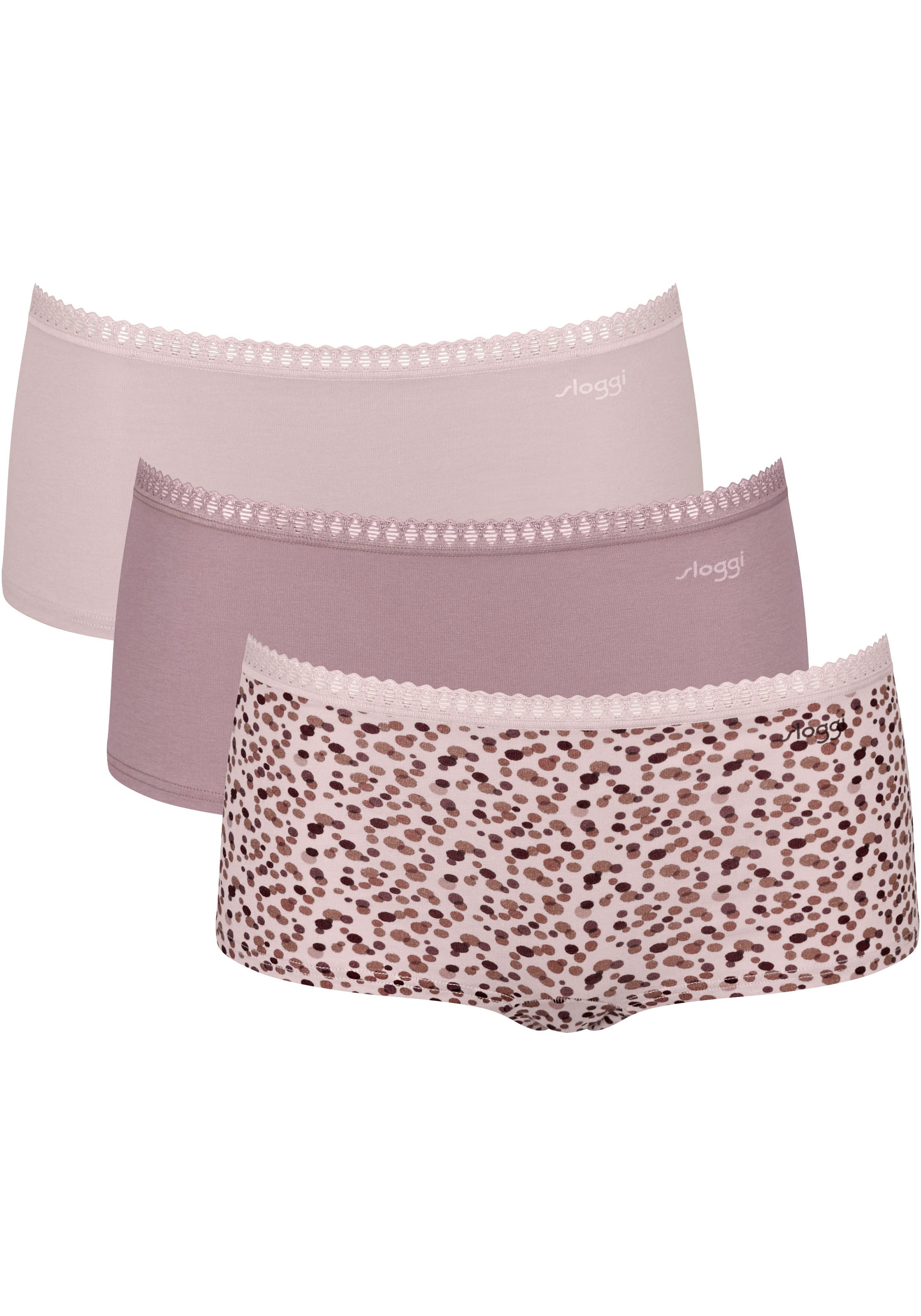 sloggi Panty »GO Crush Short C3P«, (Packung, 3 St., 3er Pack), mit Spitzendetails