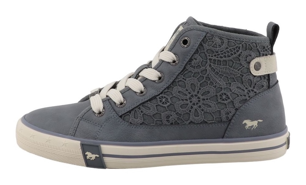 Mustang Shoes Sneaker »Winona«  Schnürboots, High Top-Sneaker mit Blüten-Stickerei