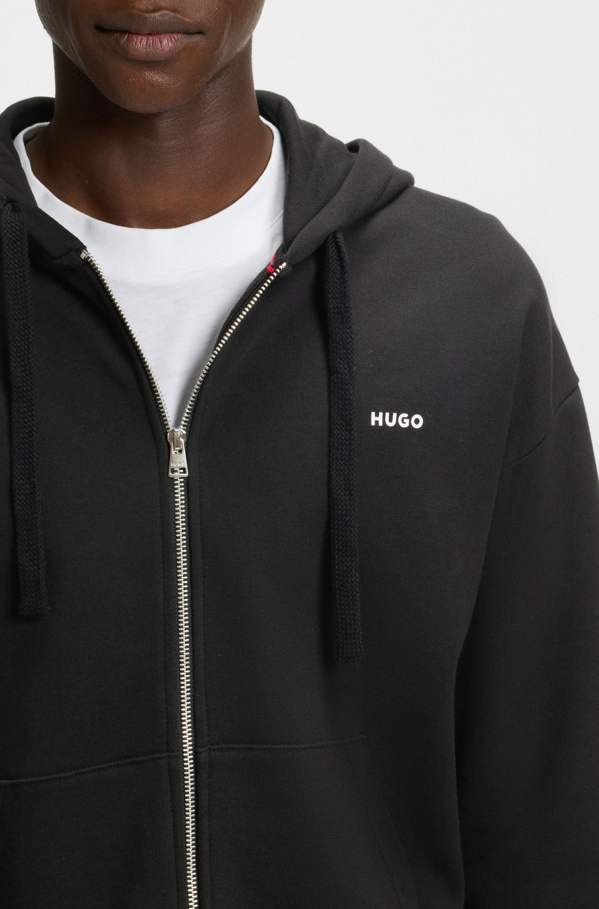 HUGO Kapuzensweatjacke Relaxed Fit, Kapuze, Taschen