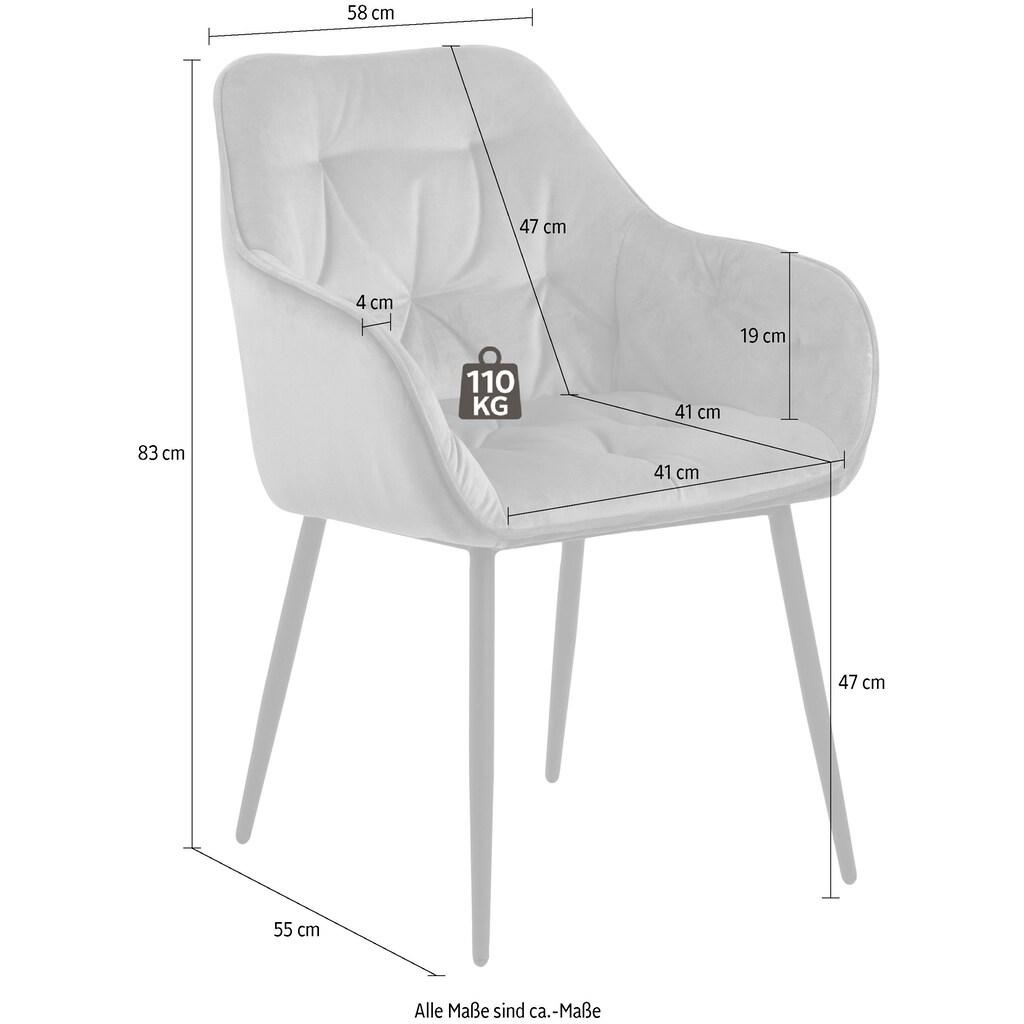 ACTONA GROUP Bistrostuhl, (Set), 2 St., Samtvelours