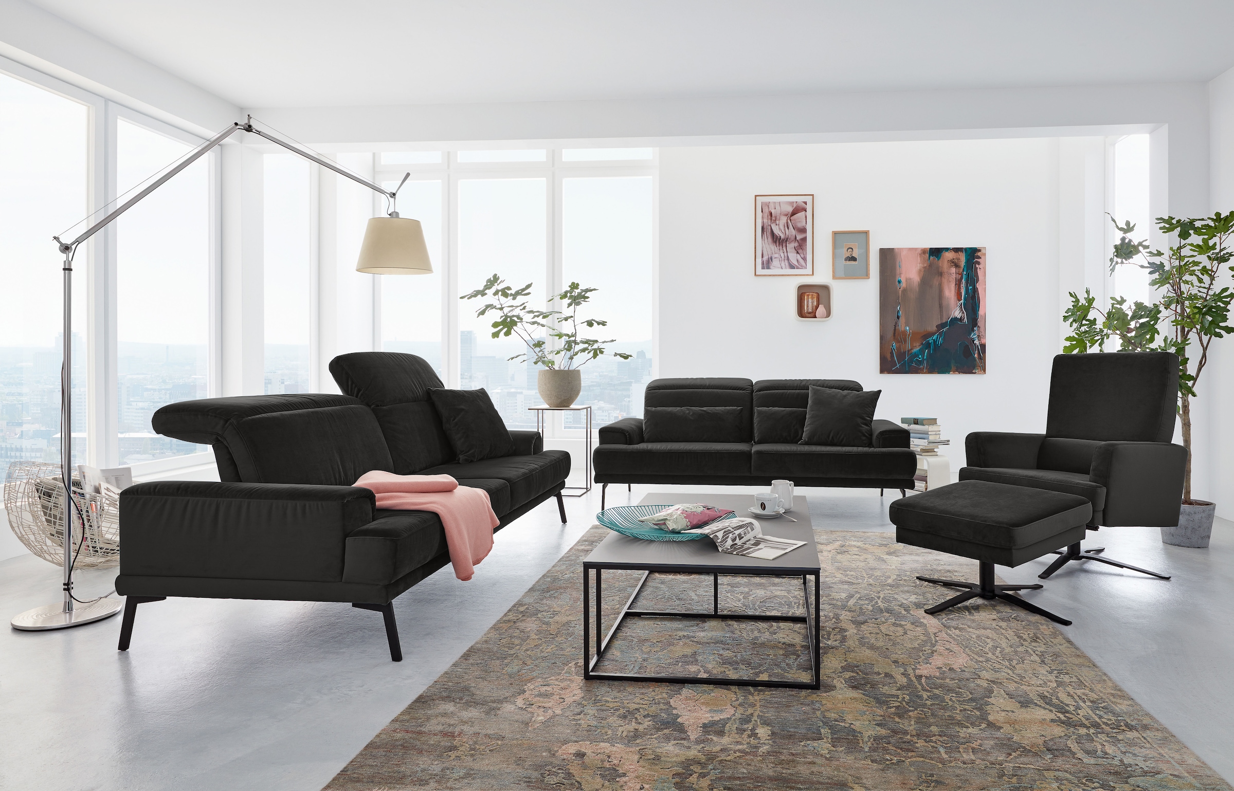 Musterring 3-Sitzer »MR 4580«, inkl. Kopf- und Sitztiefenverstellung, Fuß schwarz, B228 x T103 cm