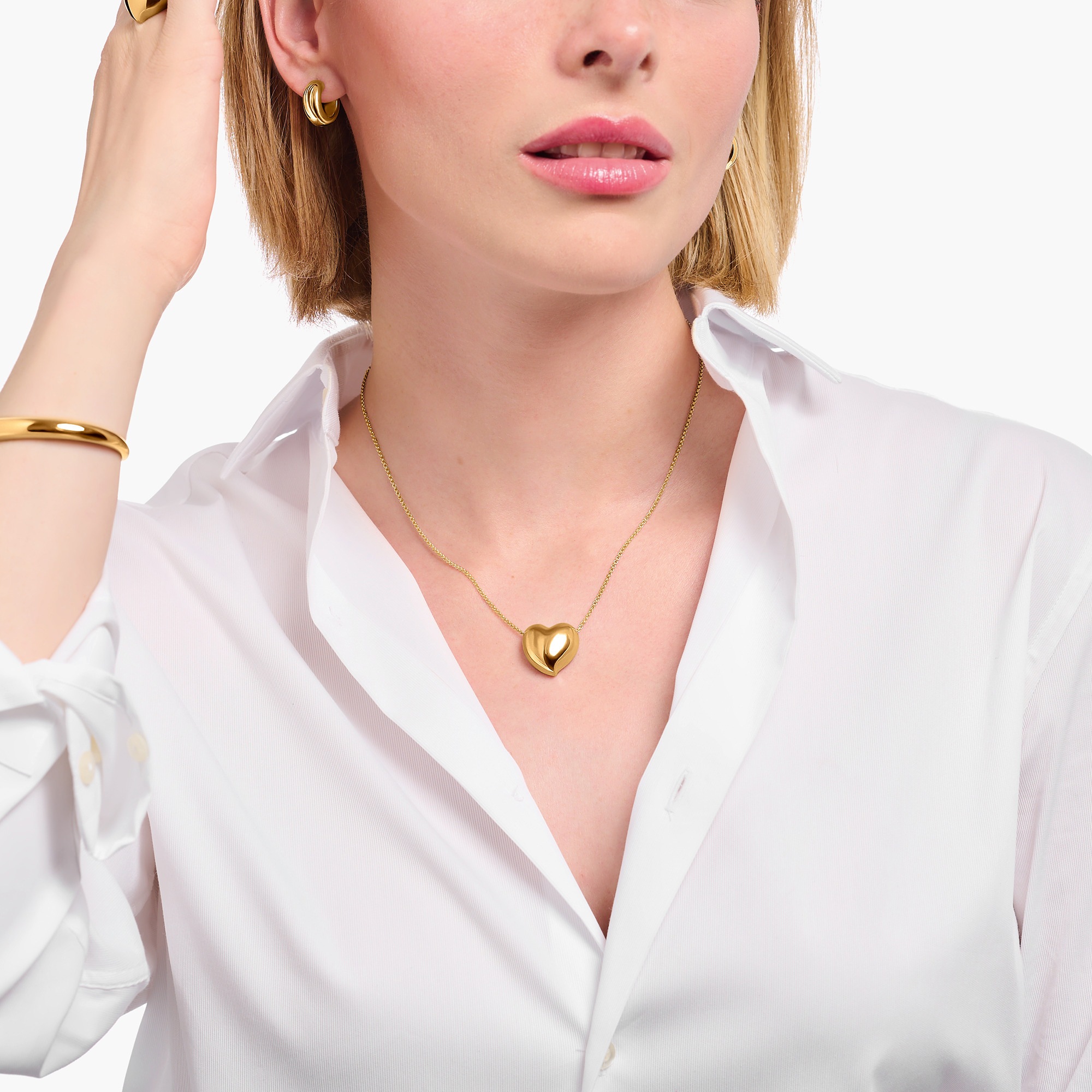 THOMAS SABO Kette mit Anhänger »in Herzform, Bold Elegance, KE2276-001-21-L45V, KE2276-413-39-L45V«