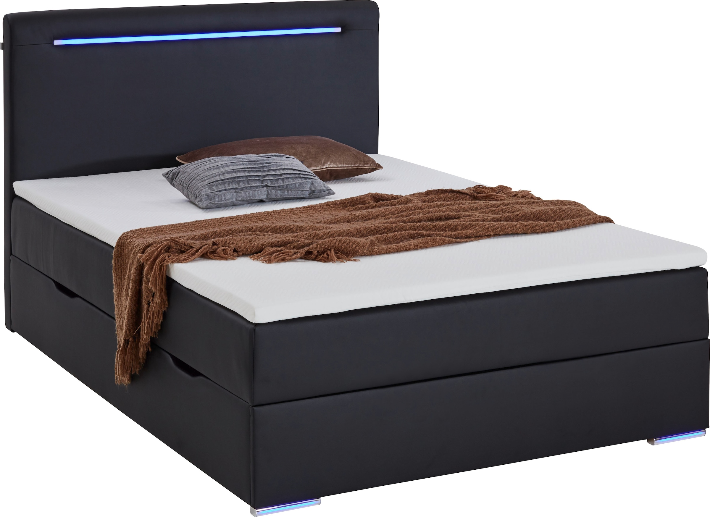 meise.möbel Boxbett »Candela 2« inkl. LED-Beleuchtung an Kopfteil und Füßen, mit Bettkasten und Topper