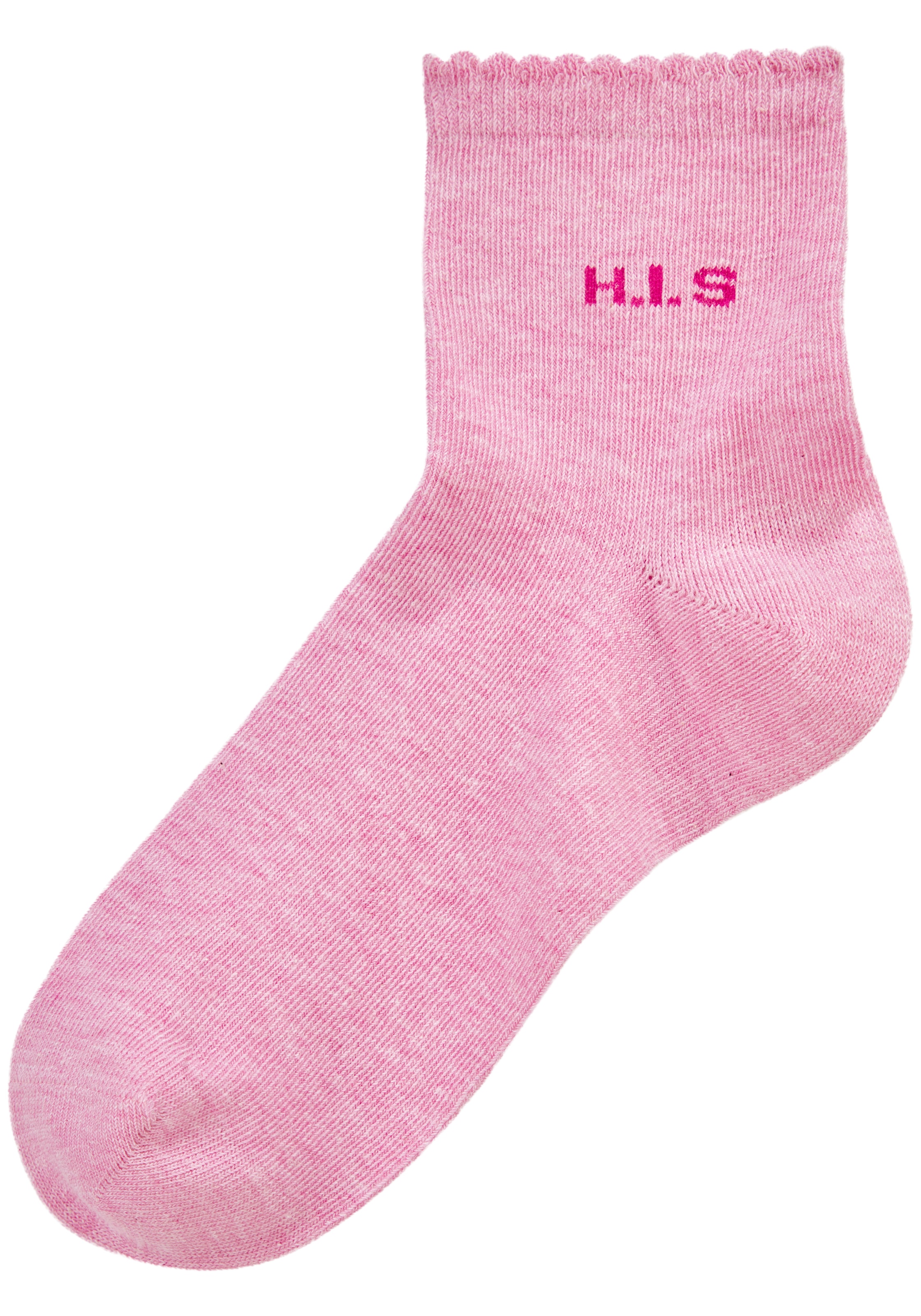 H.I.S Kurzsocken »Damen uni und meliert für die ganze Woche« Packung, 7 Paar tlg. mit gewelltem Bündchen