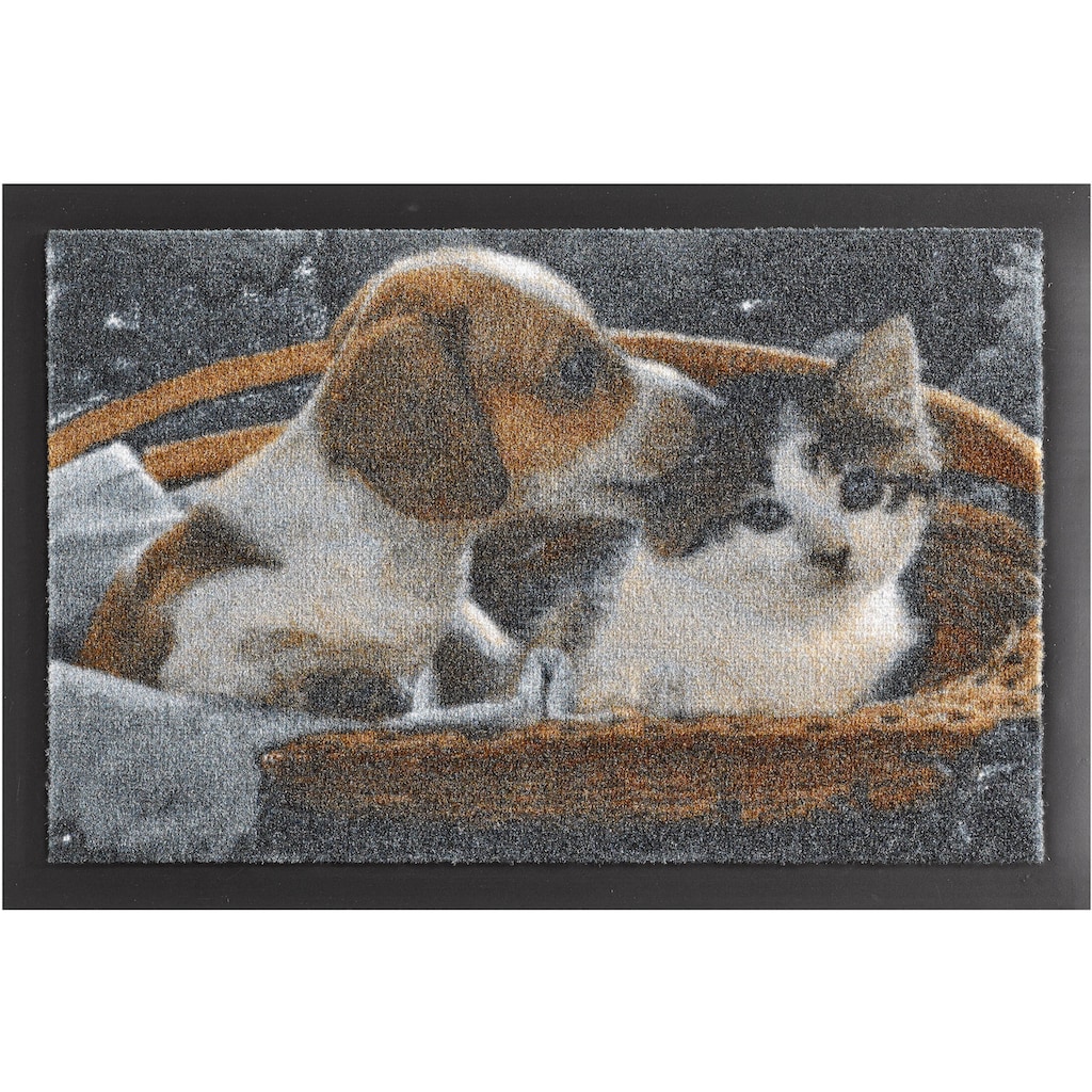 HANSE Home Fußmatte »Animals 2«, rechteckig, Rutschhemmend, Tiermotiv, waschbar, Robust, Eingang, Hund und Katze