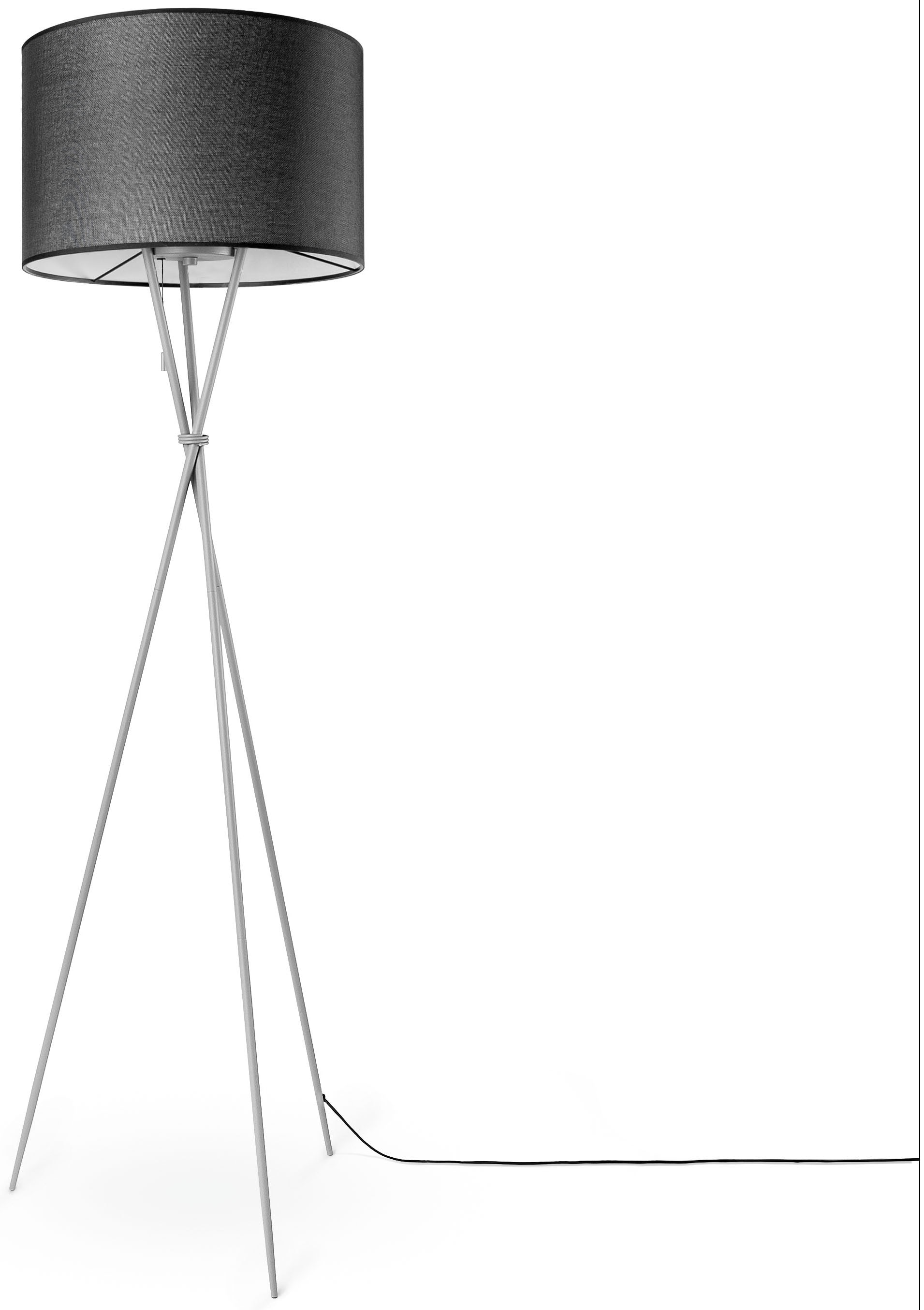 Paco Home Stehlampe »KATE CANVAS UNI COLOR«, Leuchtmittel E27 | ohne Leuchtmittel, Wohnzimmer Dreibein Stoffschirmlampe Standleuchte Textil Schirm E27