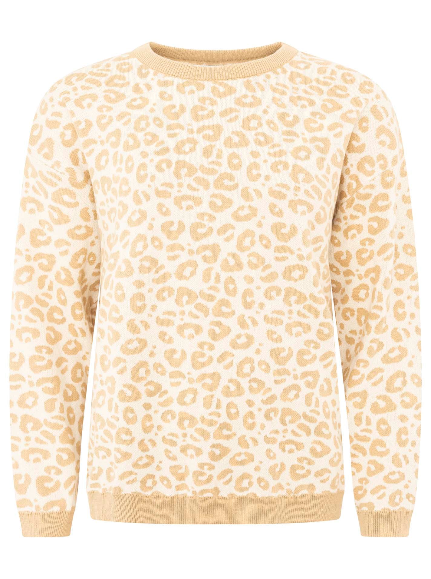 Zwillingsherz Strickpullover »"Gestrickter-Leo"«, Animal-Muster, Rundhalsausschnitt, Langarm, Feinstrick