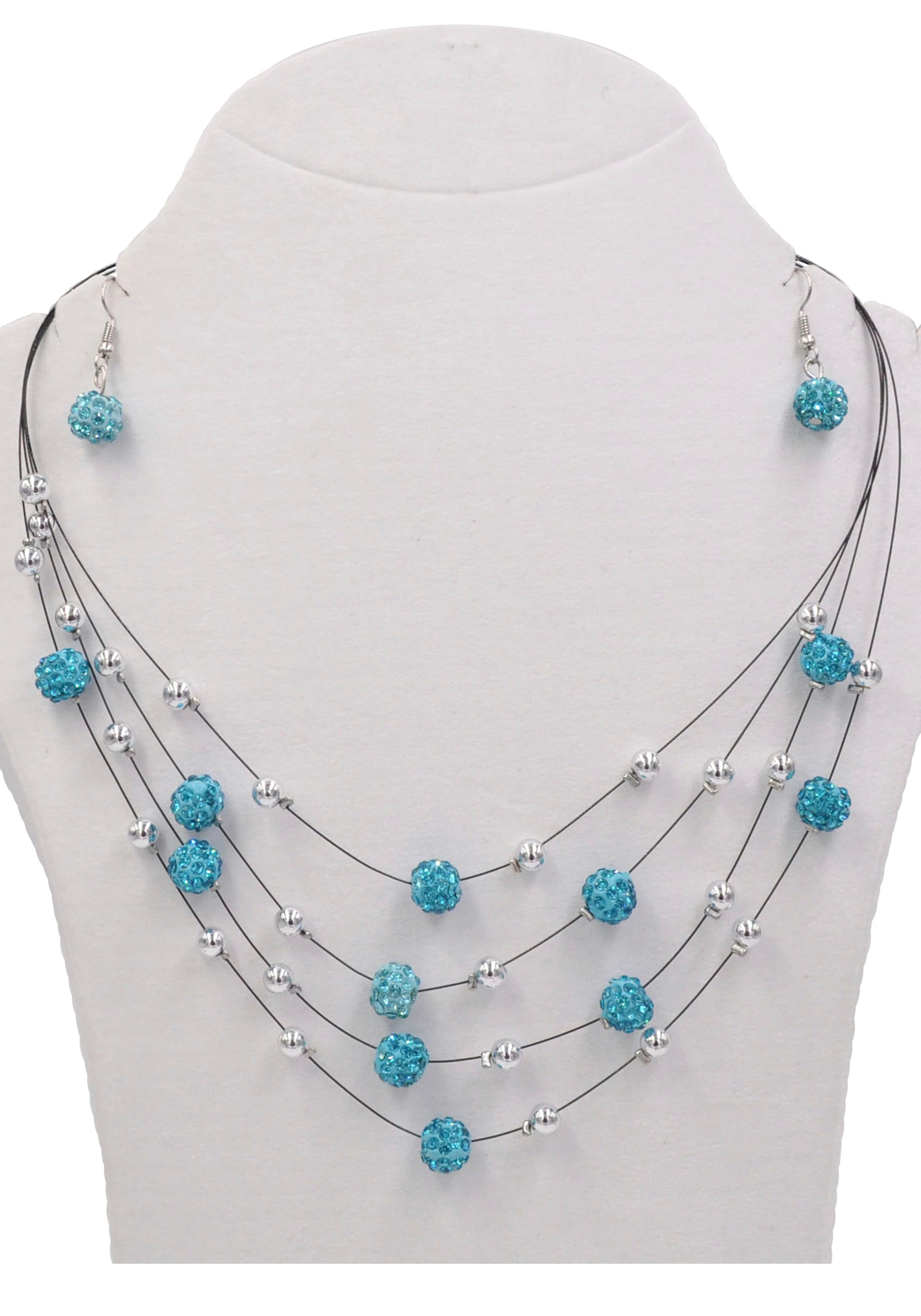 Firetti Ohrring und Ketten Set »Blue Crystal«, (Set, 3 tlg.), mit Glasstein