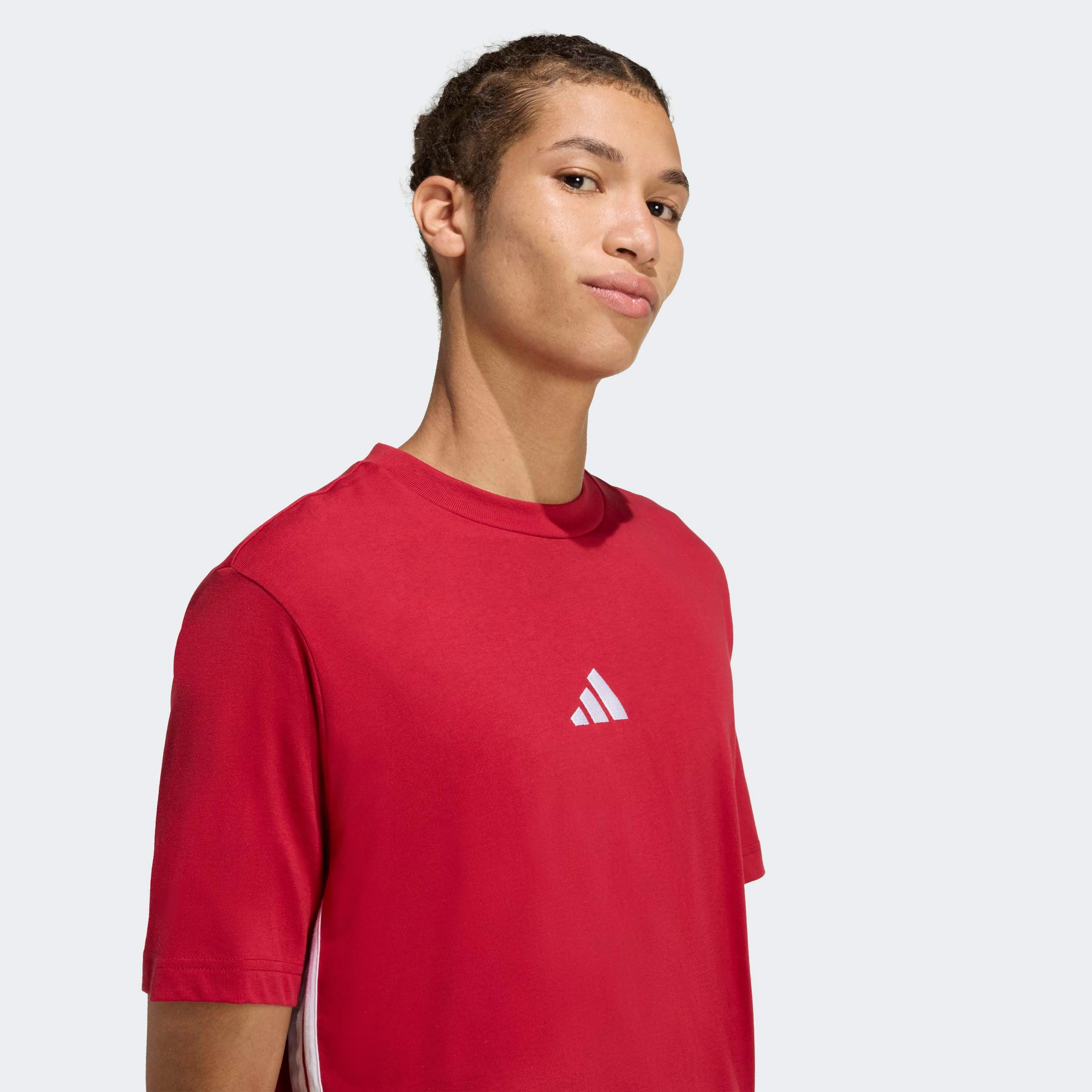 adidas Sportswear T-Shirt »ESSENTIALS 3-STREIFEN SINGLE JERSEY« mit Rundhalsausschnitt, aus Baumwolle, weiches Single Jersey