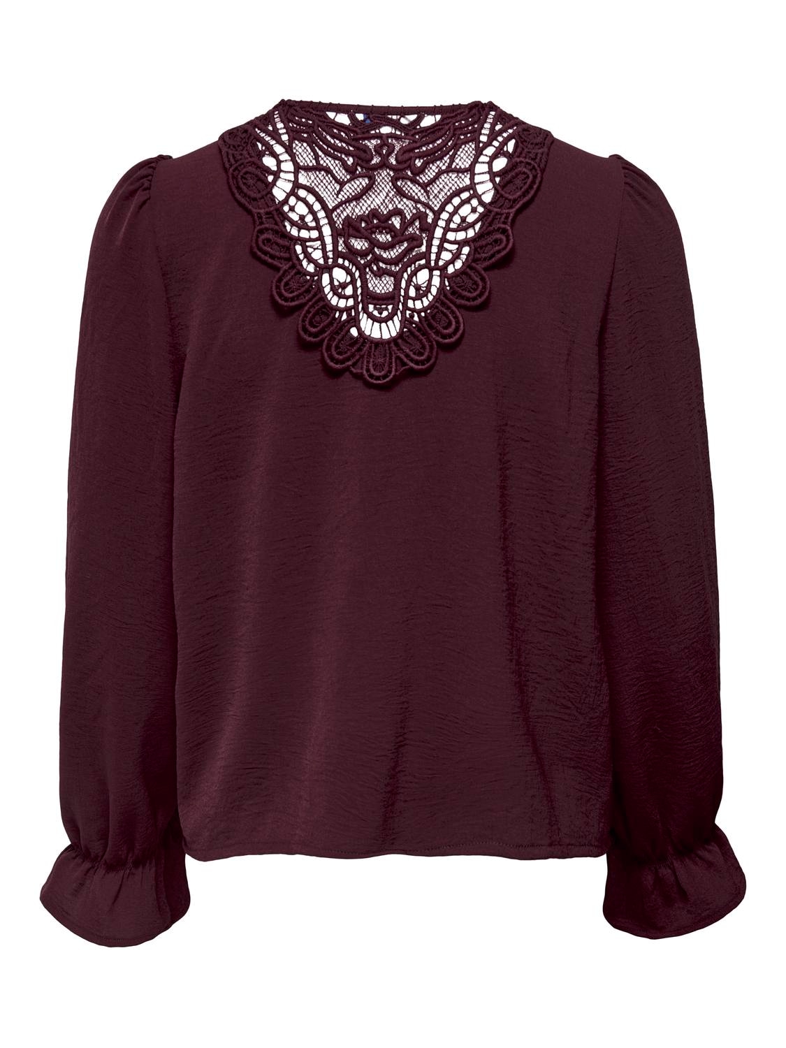 ONLY Spitzenbluse »ONLMETTE L/S LACE TOP WVN« Kunstfaser, regular fit