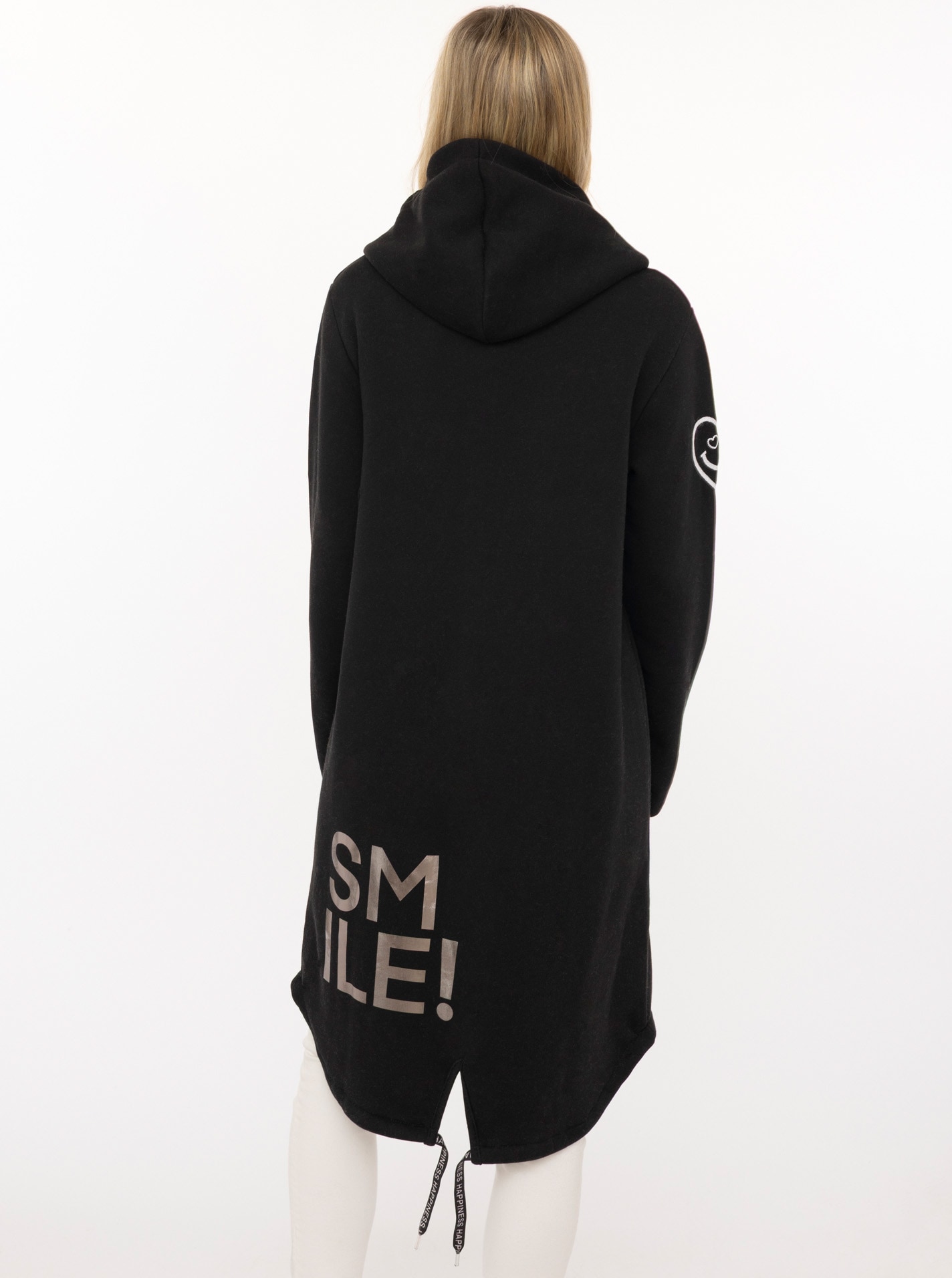 Zwillingsherz Kurzmantel »"Alissa Shiny"« Kapuze, Reißverschluss, glänzender Print, bedrucktes Band