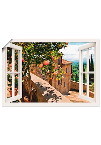 Artland Wandbild »Fensterblick Rosen auf Balkon Toskana«, Garten, (1 St.), als... kaufen