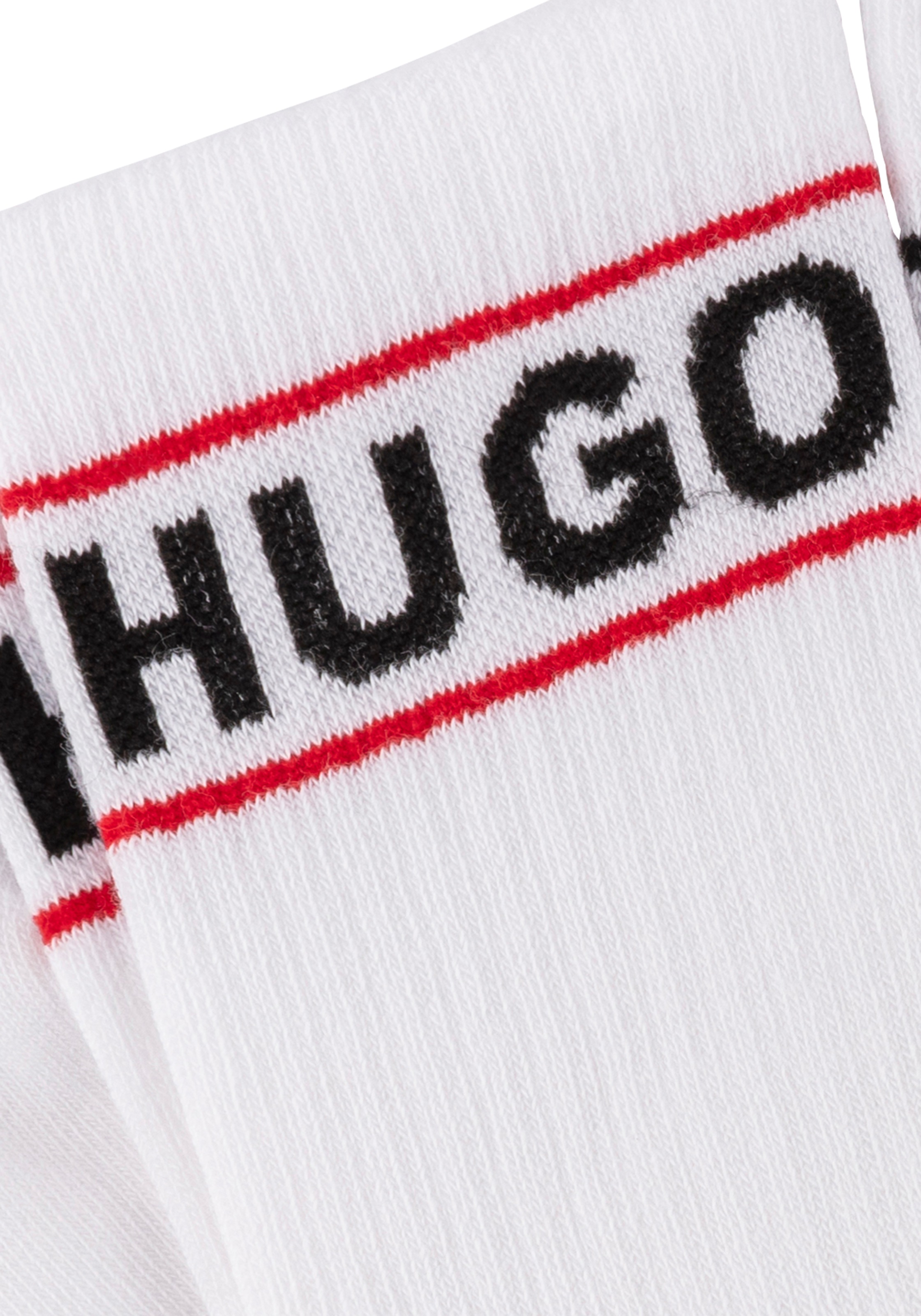 HUGO Underwear Freizeitsocken »3P QSRIB SPORTY CC W«, (Packung, 3 Paar, 3er), mit kontrastfarbenem Logodetail