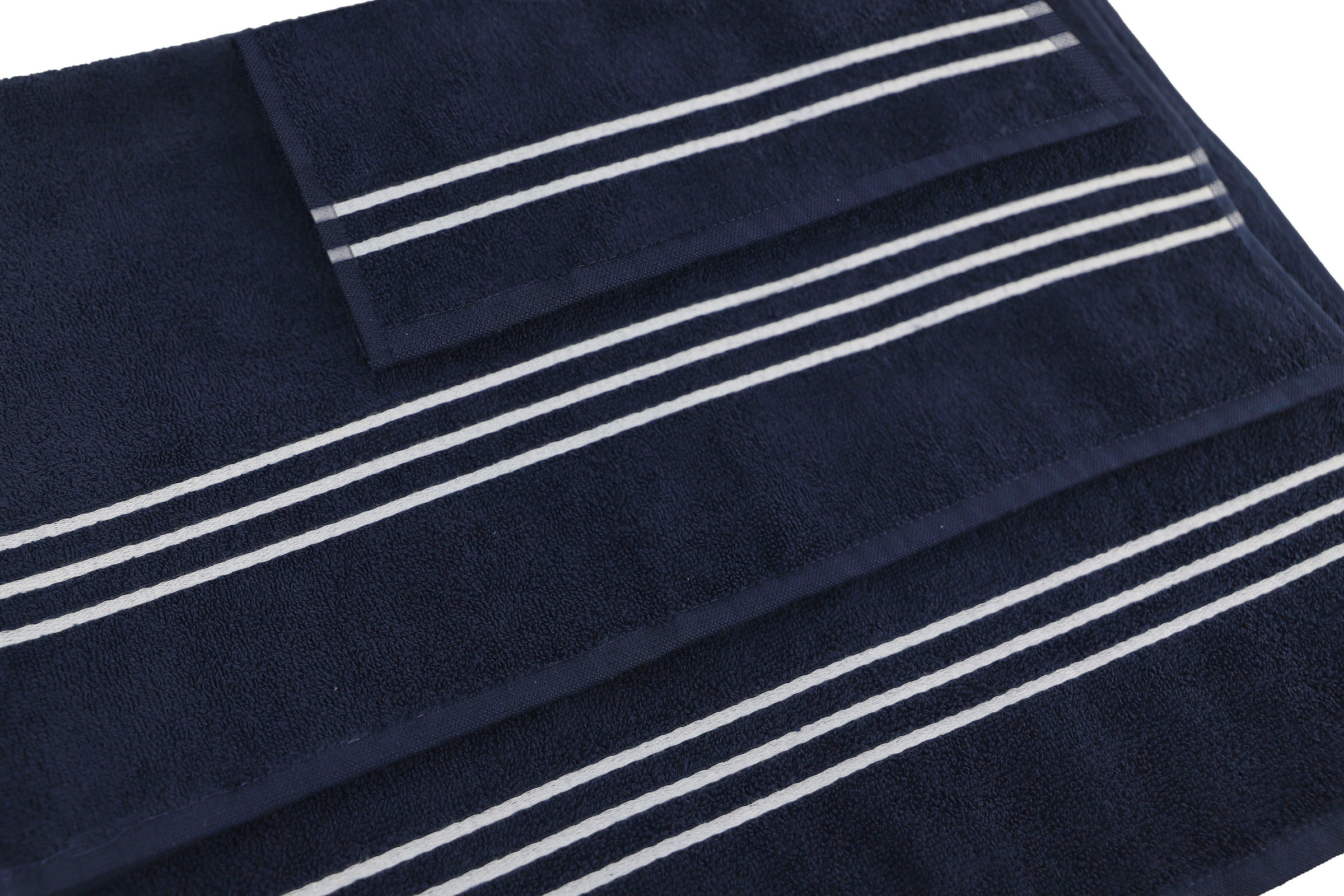 KangaROOS Handtuch Set »Dalia«, (Set, 6 St., 2 Badetücher 70x140 cm-2 Handtücher 50x100 cm-2 Waschlappen 30x30 cm), mit Streifenbordüre, einfarbiges Handtuch-Set aus 100% Baumwolle