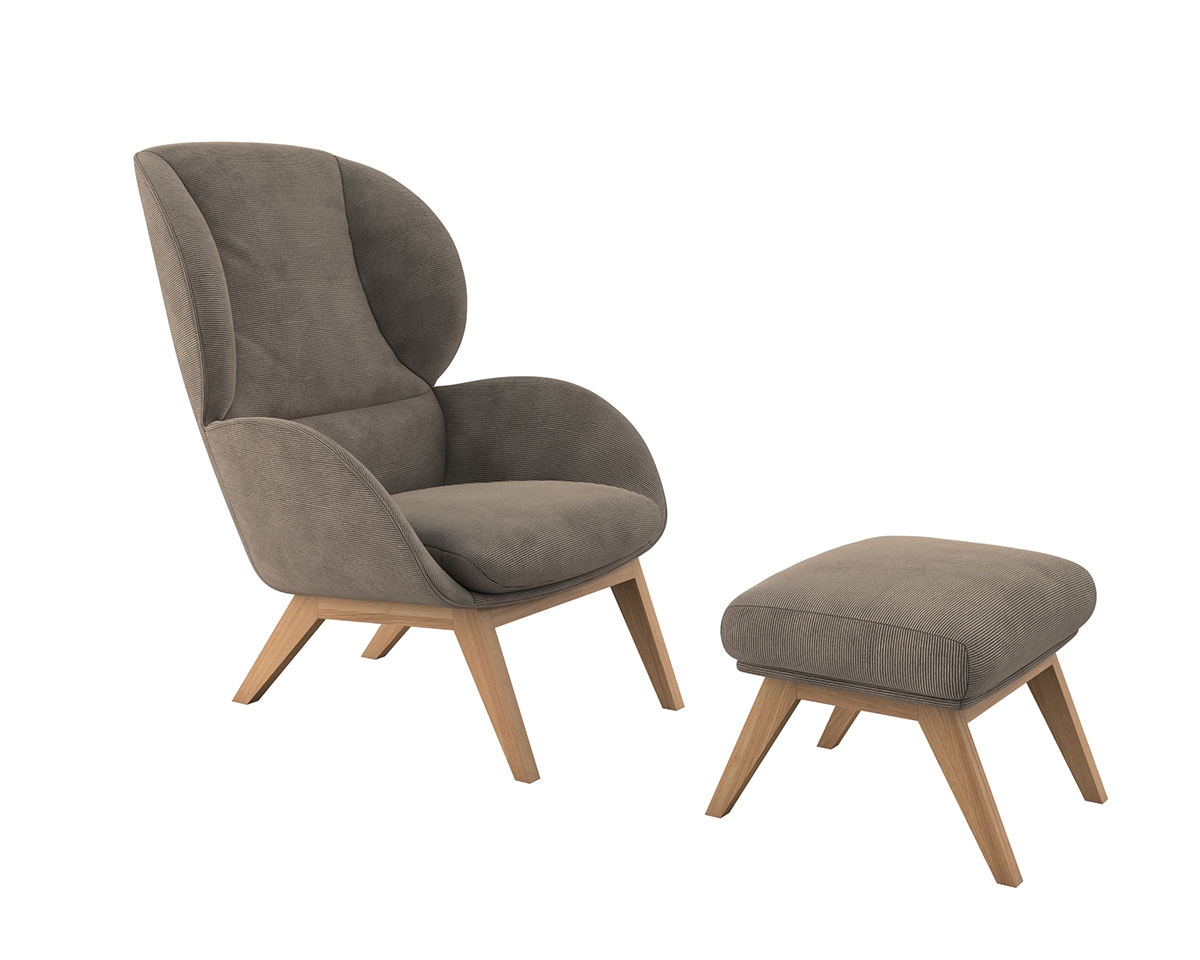 FLEXLUX Ohrensessel »Adria« Stil & Komfort, organische Form, Fuß Eiche