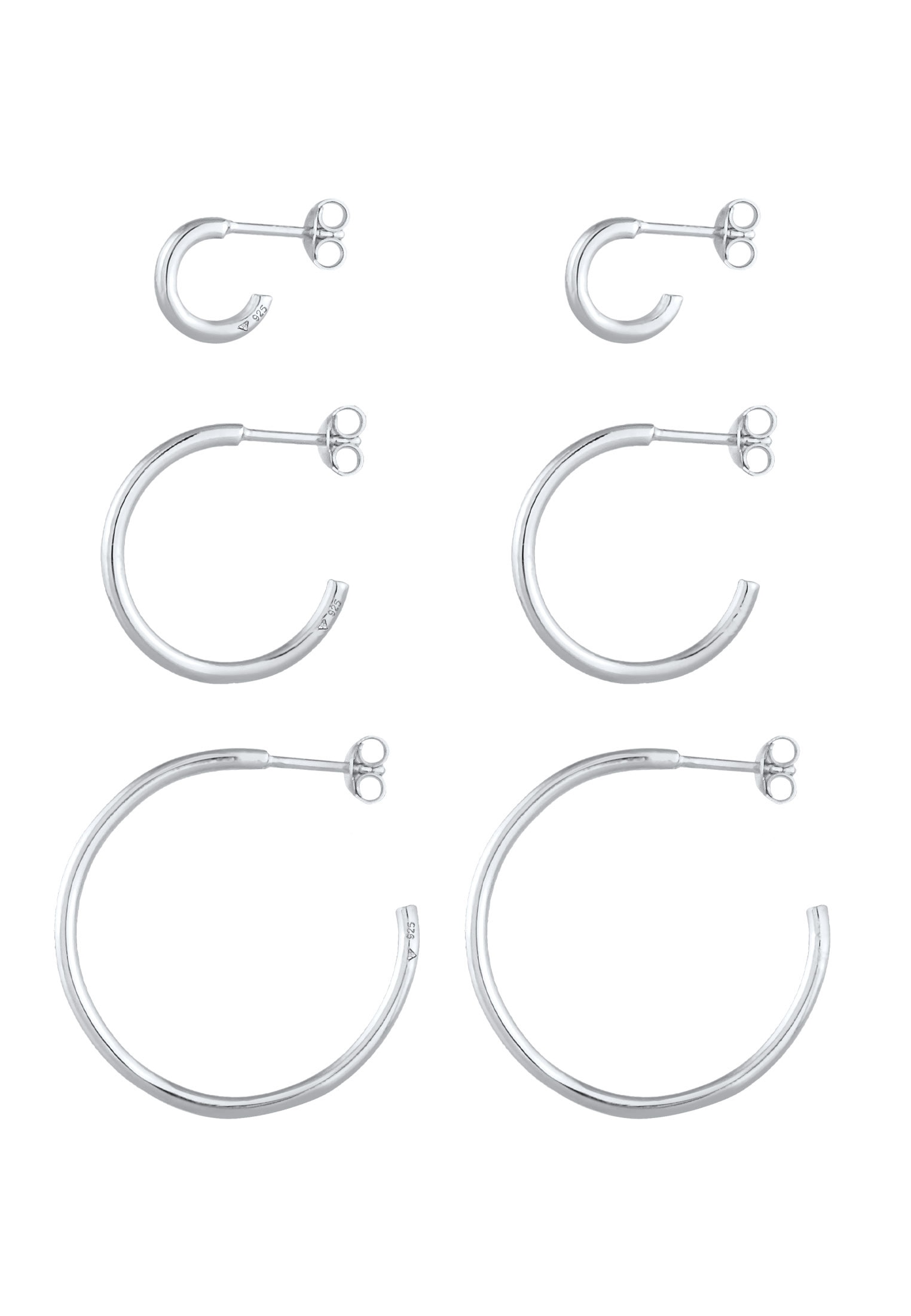 Elli Ohrstecker-Set »Ohrringe Creolen Stecker Set Basic (6 tlg.) 925 Silber«