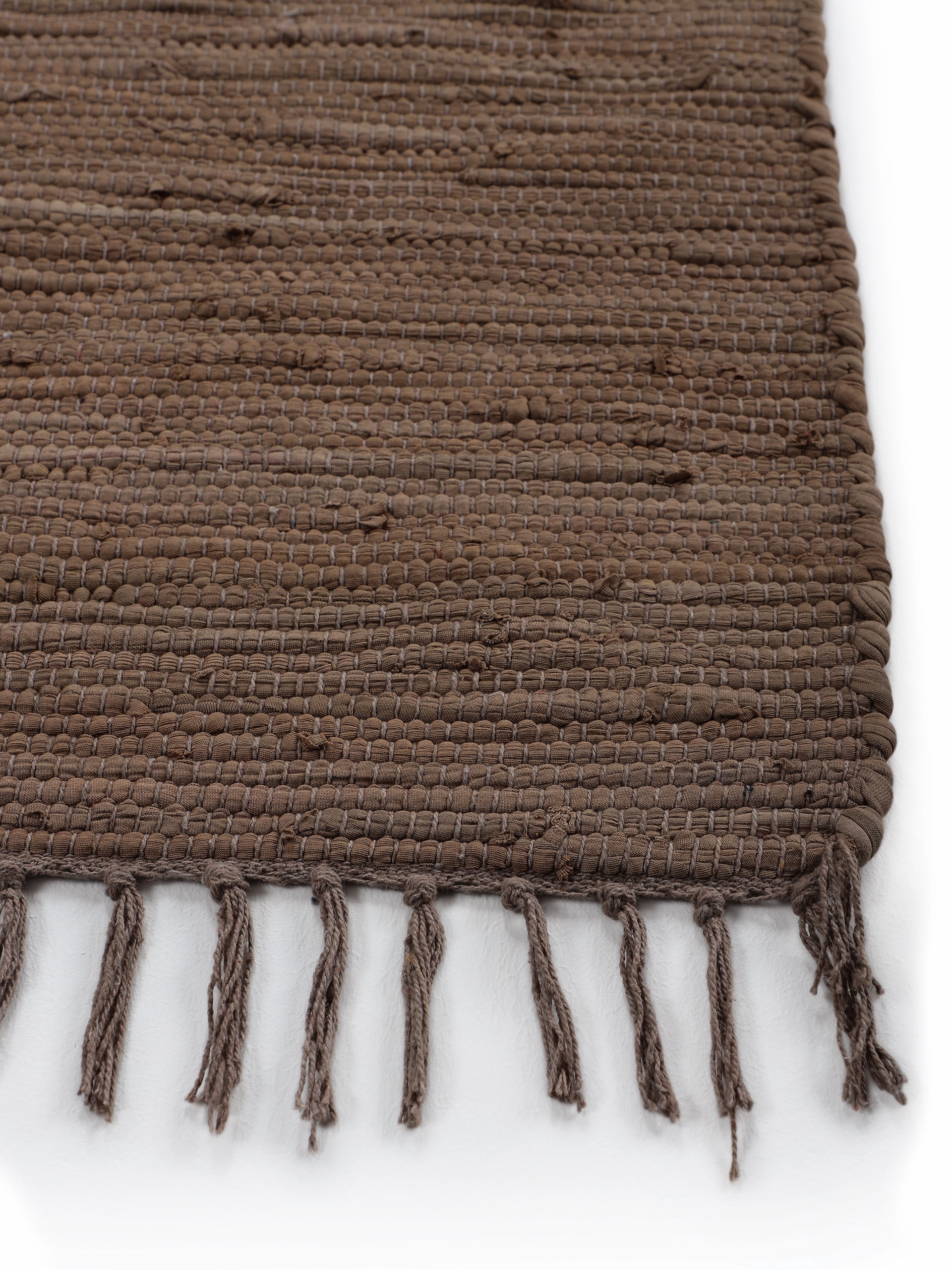 carpetfine Teppich »Kelim Chindi uni«, rechteckig, 5 mm Höhe, Wendeteppich, reine Baumwolle, handgewebt, Uni-Farben, mit Fransen