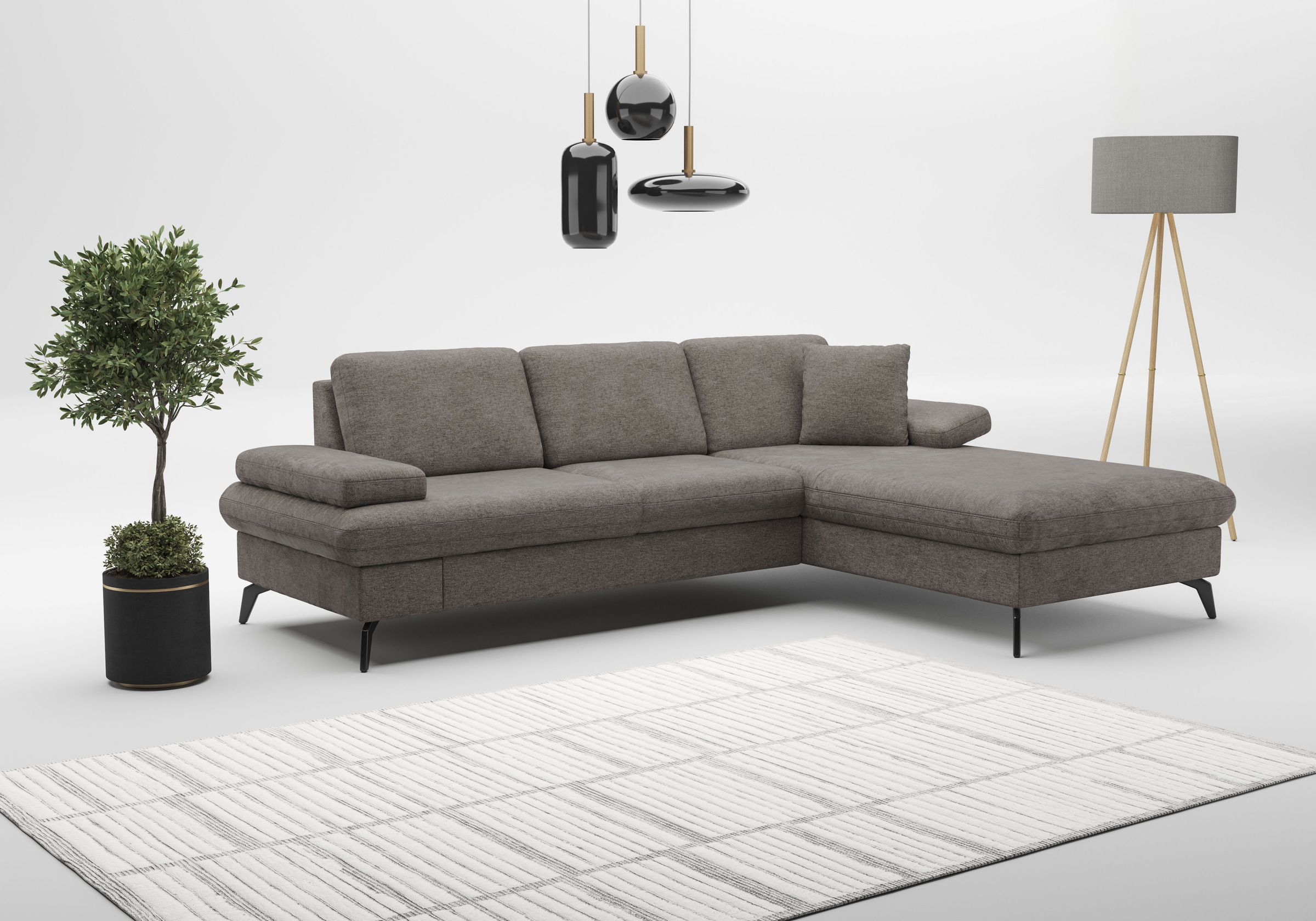 sit&more Ecksofa »Morris Jubi L-Form«, inkl. Armteilfunktion und 1 Zierkissen, wahlweise mit Bettfunktion