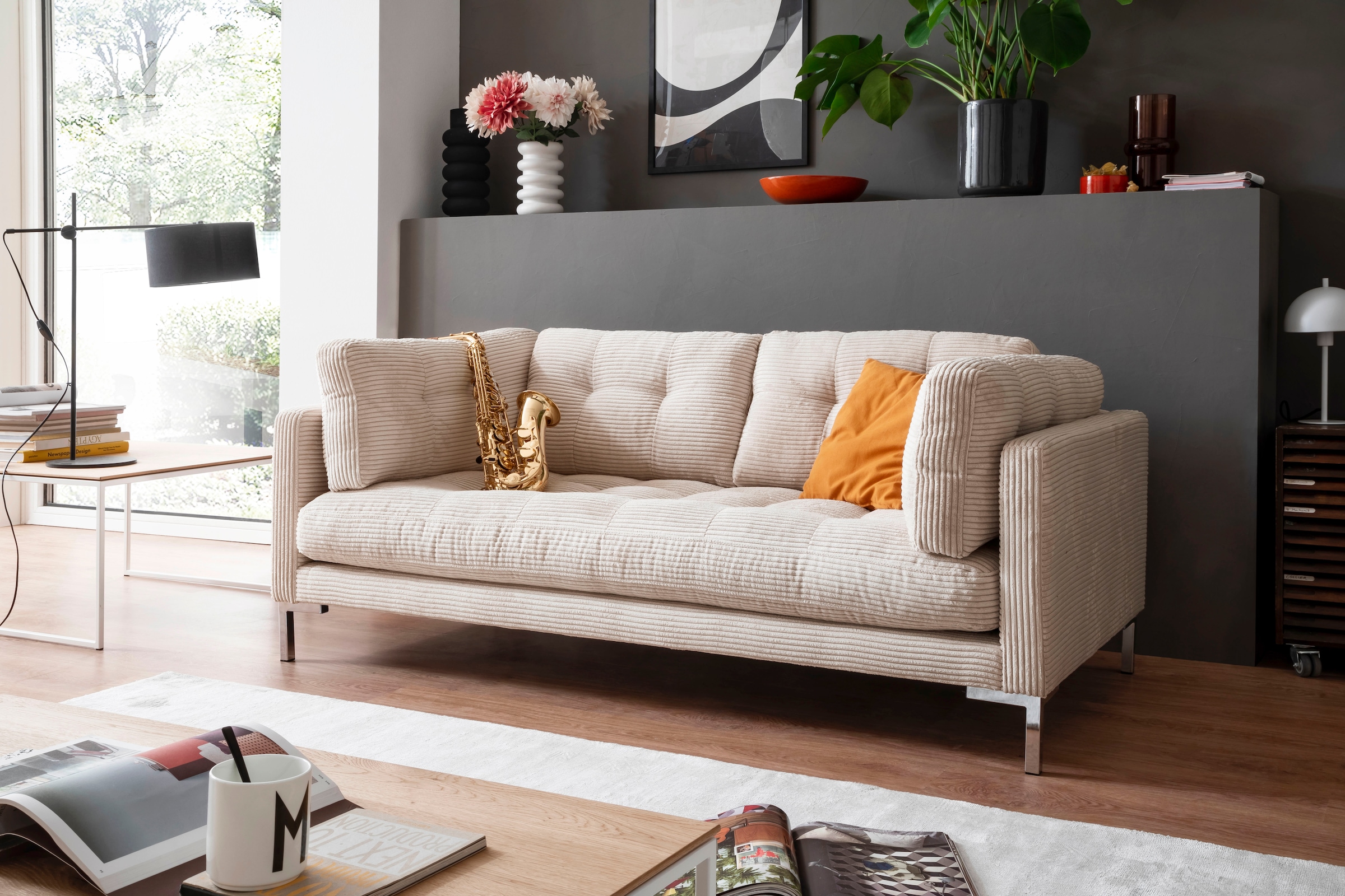 Trends by HG 2-Sitzer »Landau«, in Cord-Stoff mit Metallfuß